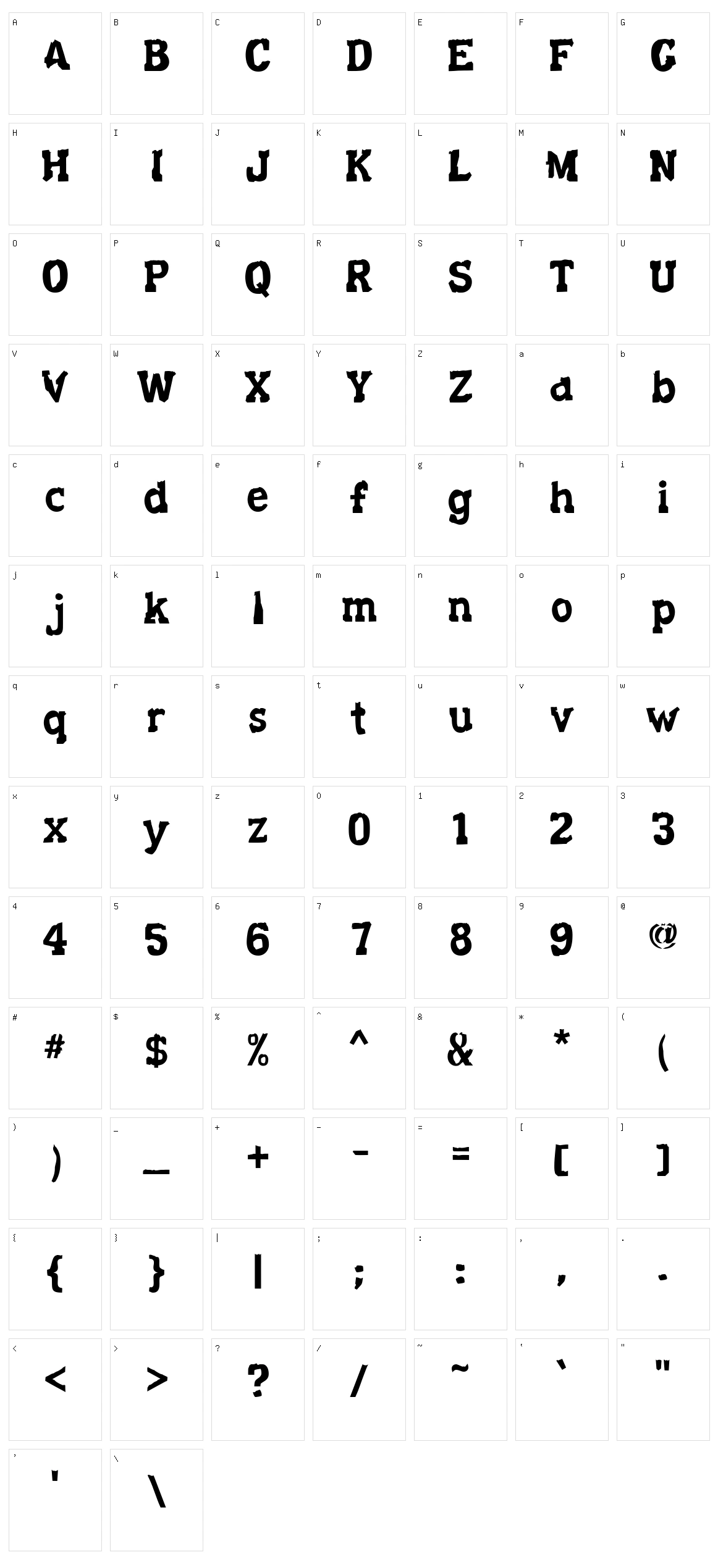 Decaying Kuntry Character Set