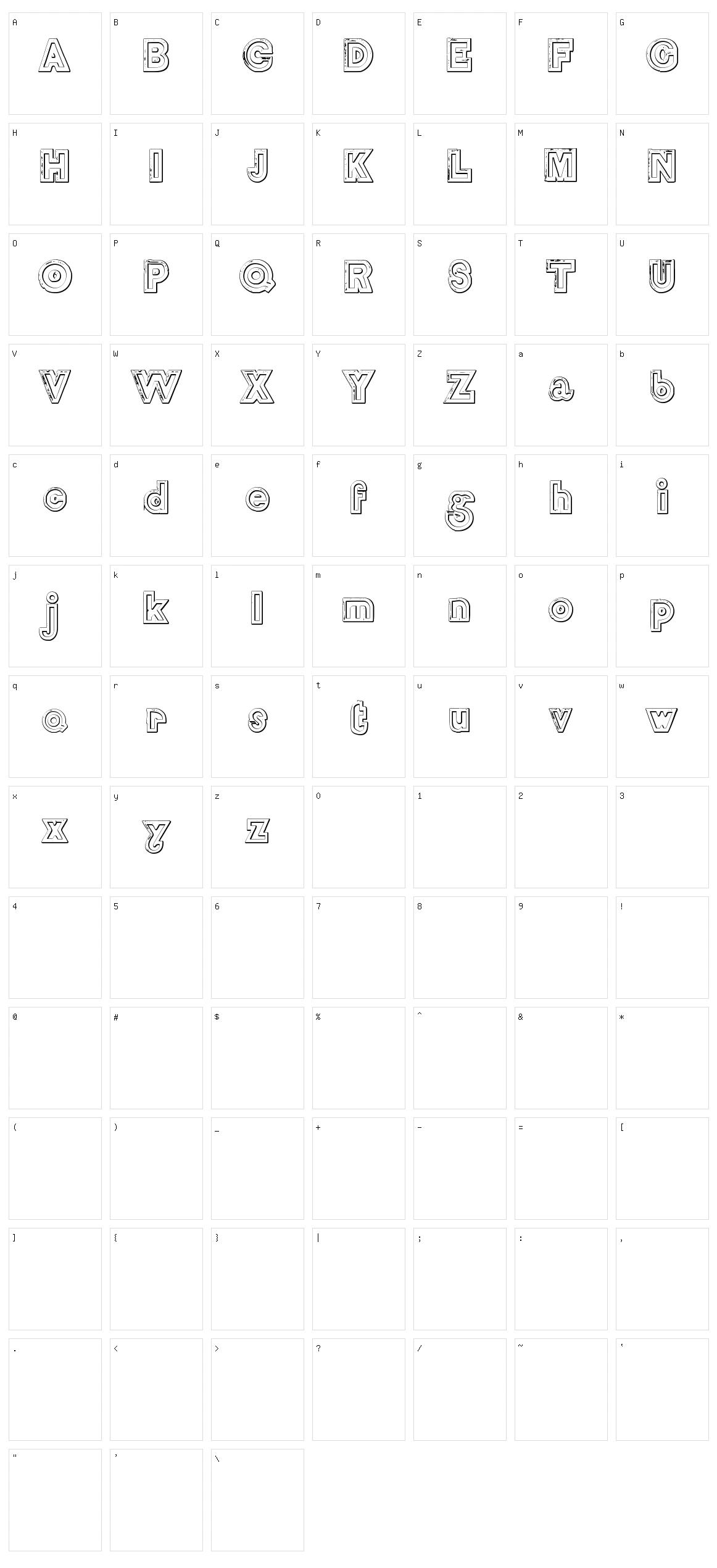 DelamotteLargeRelief Beveled Character Set