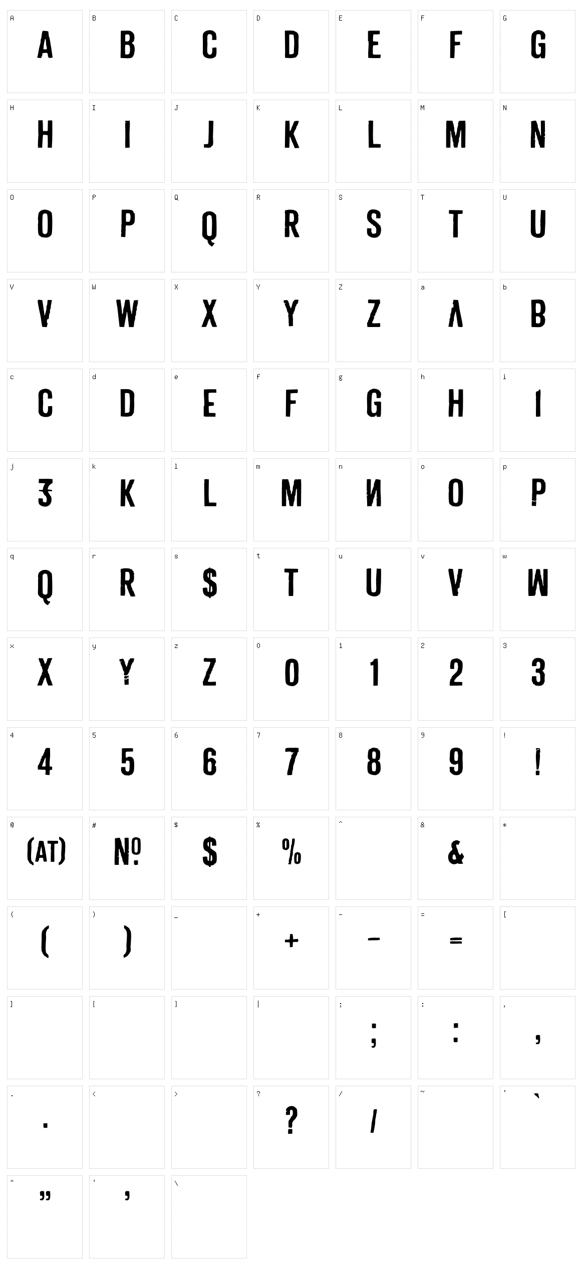 Derivat Character Set