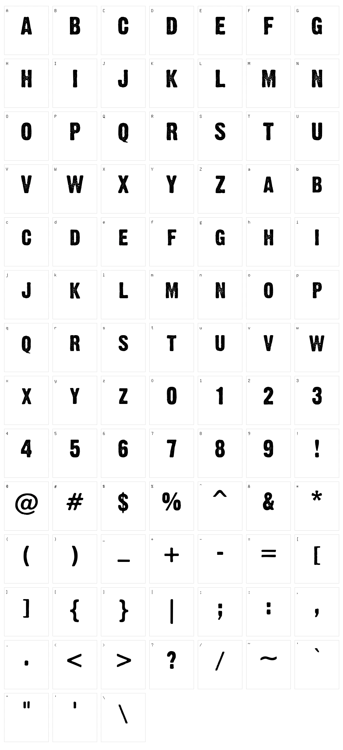 Dirty Headline Character Set