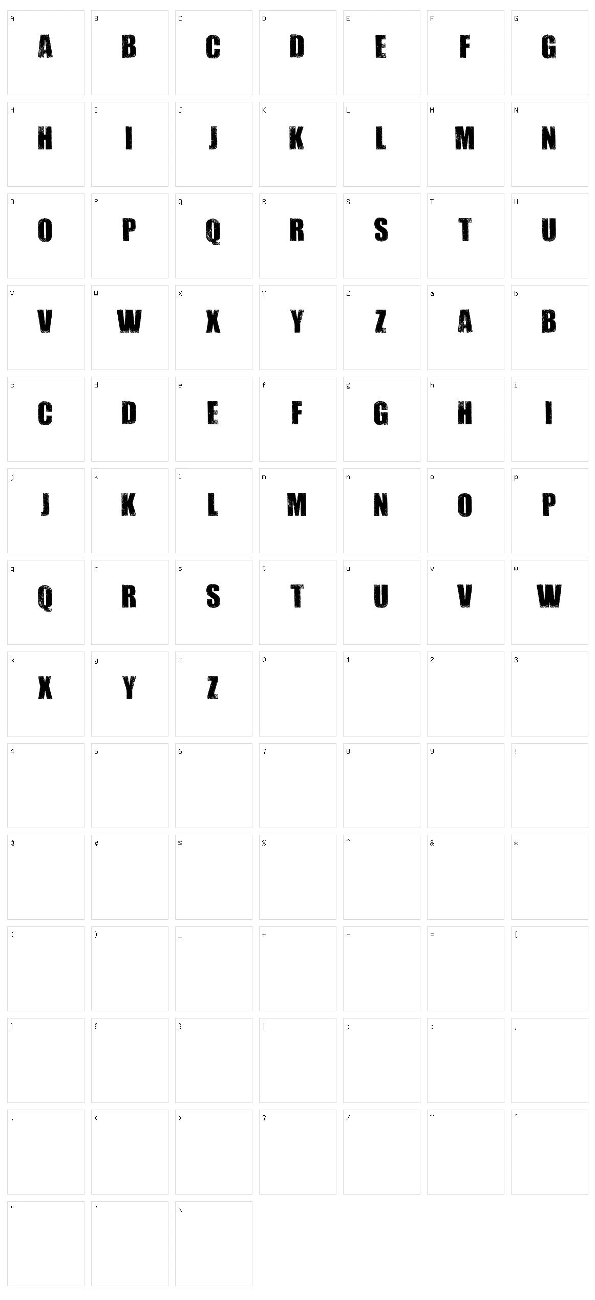 Dirtybag Character Set