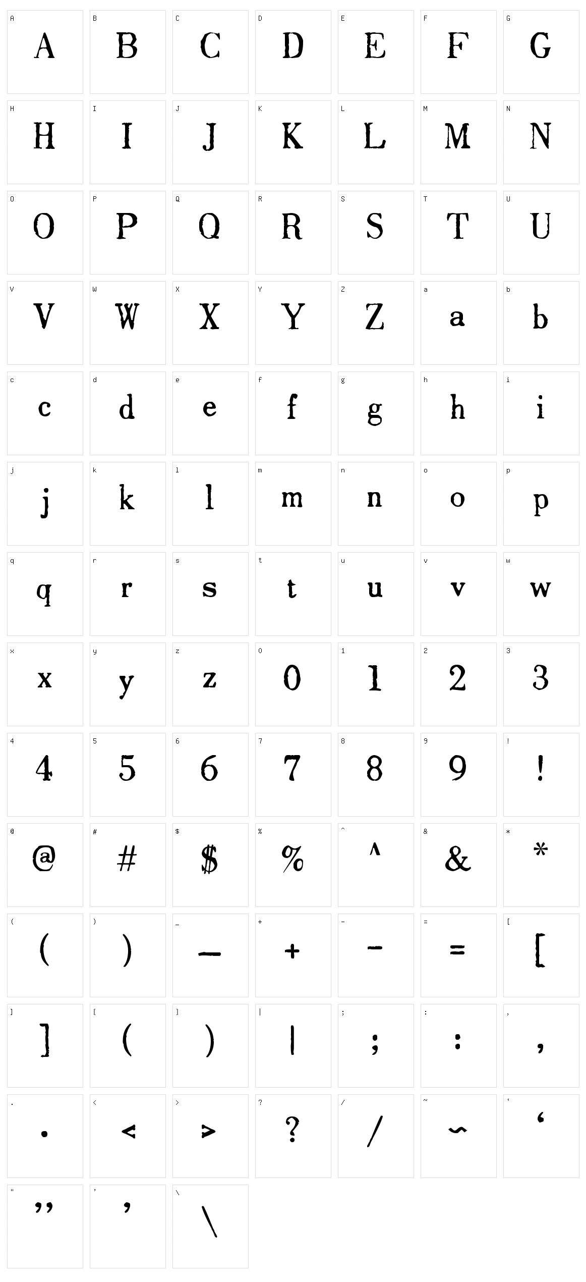 Drukarnia Polska Character Set
