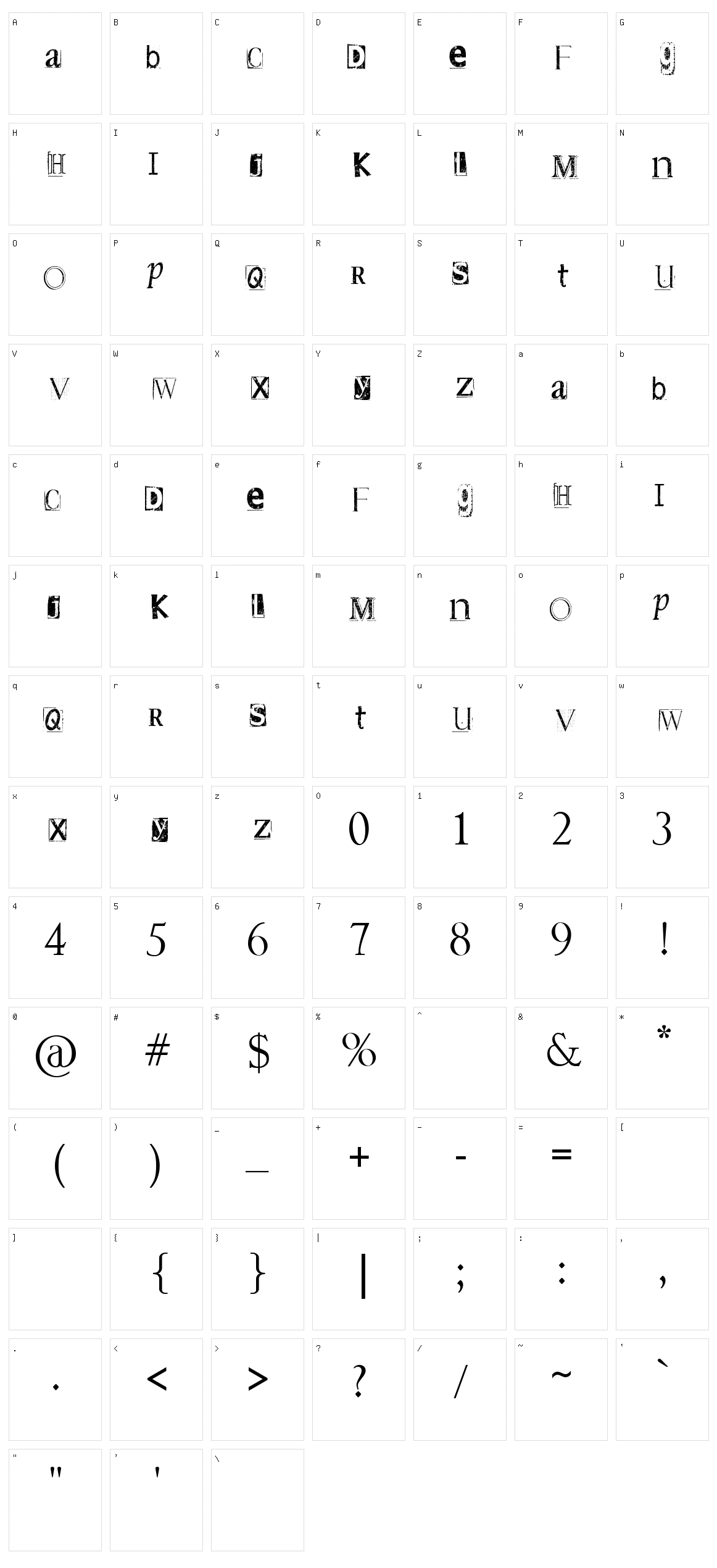 DSnet Stamped Character Set