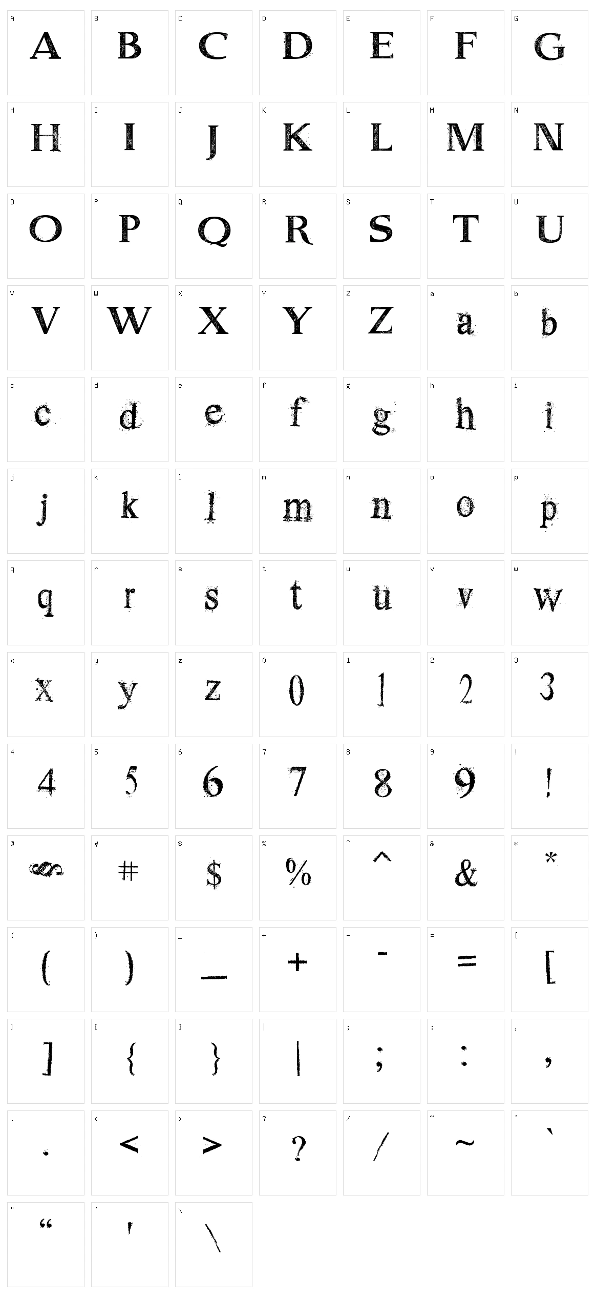 Dust Serif Character Set