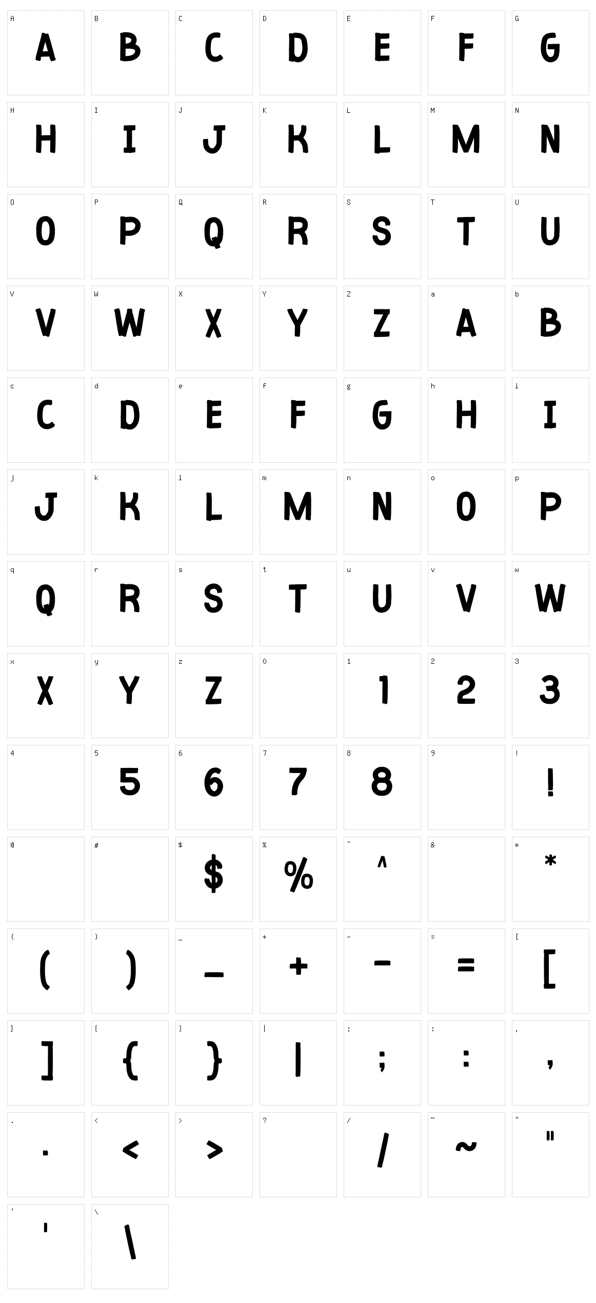 Easy Sans Character Set