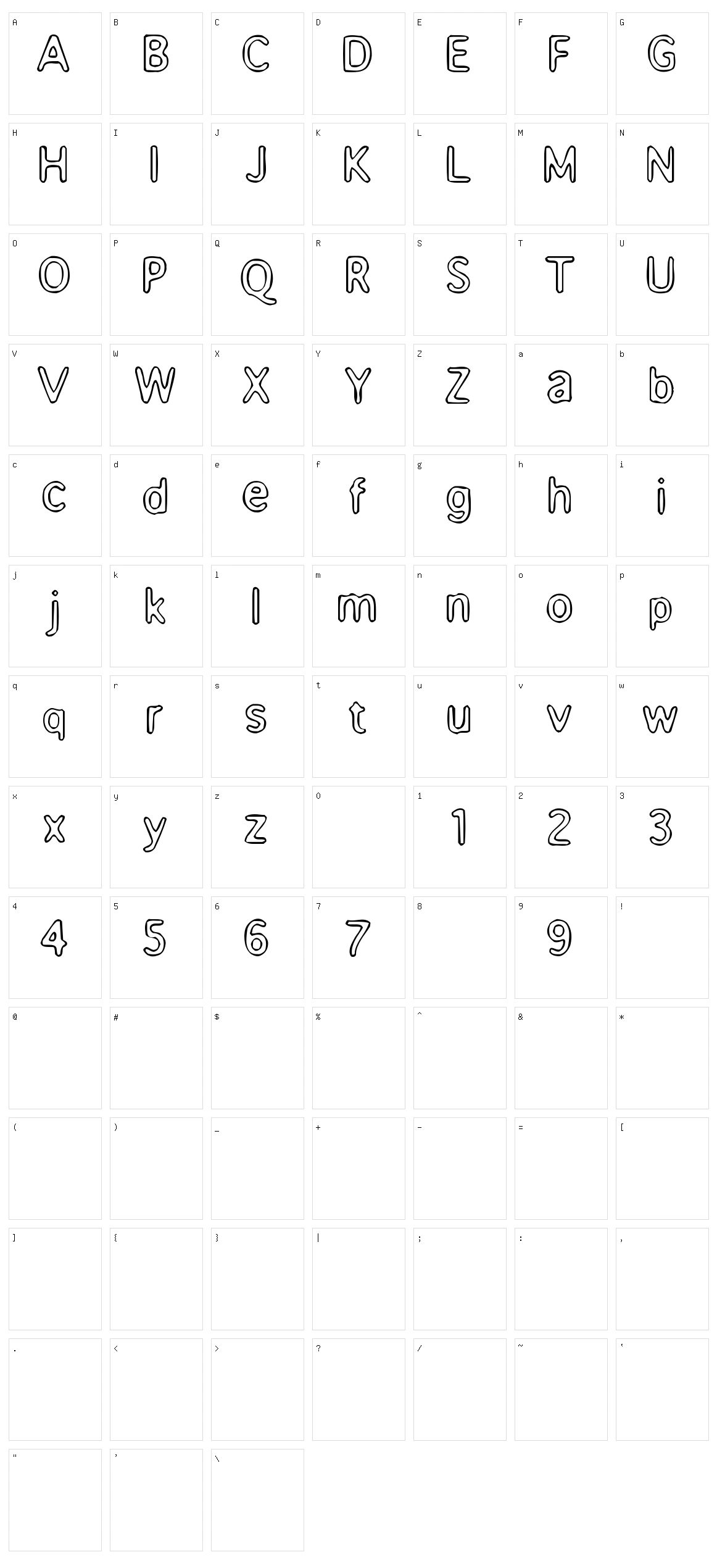 Enemafont Character Set