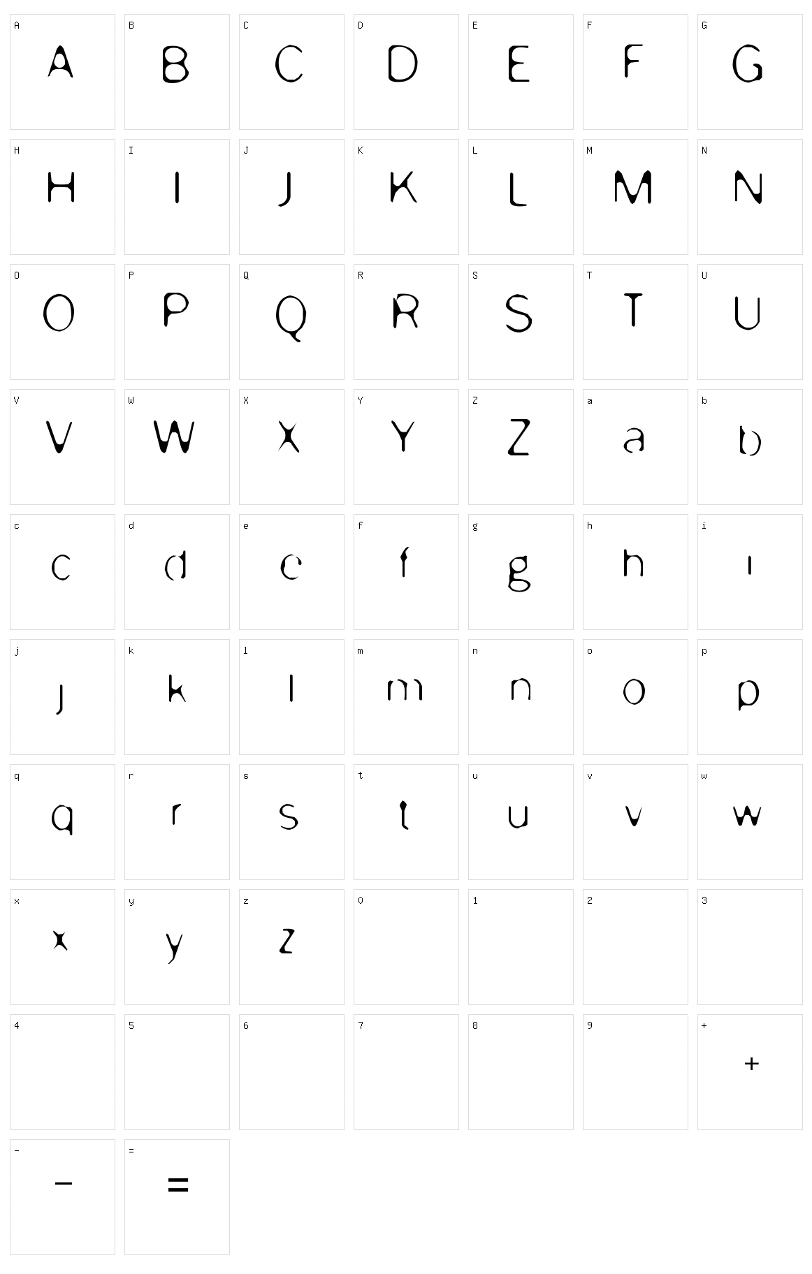 Enervate Character Set