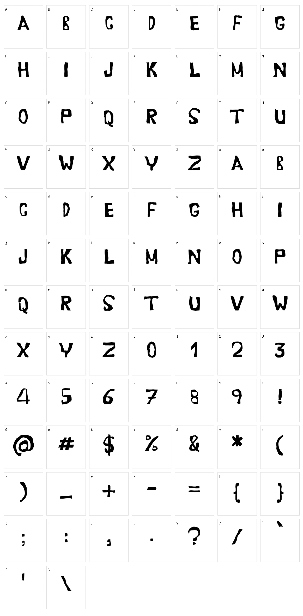 Erasaur Character Set