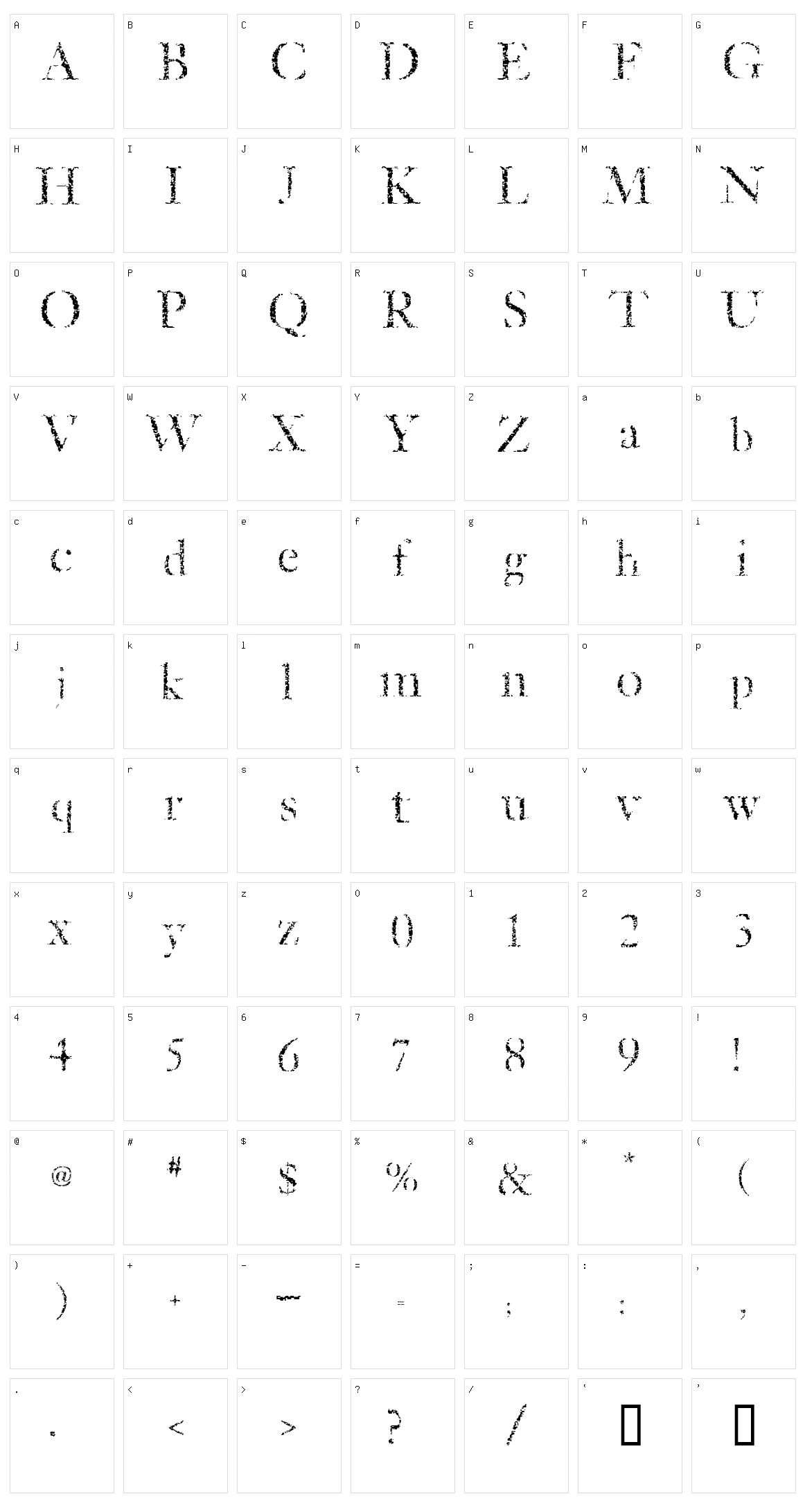 Etched Character Set