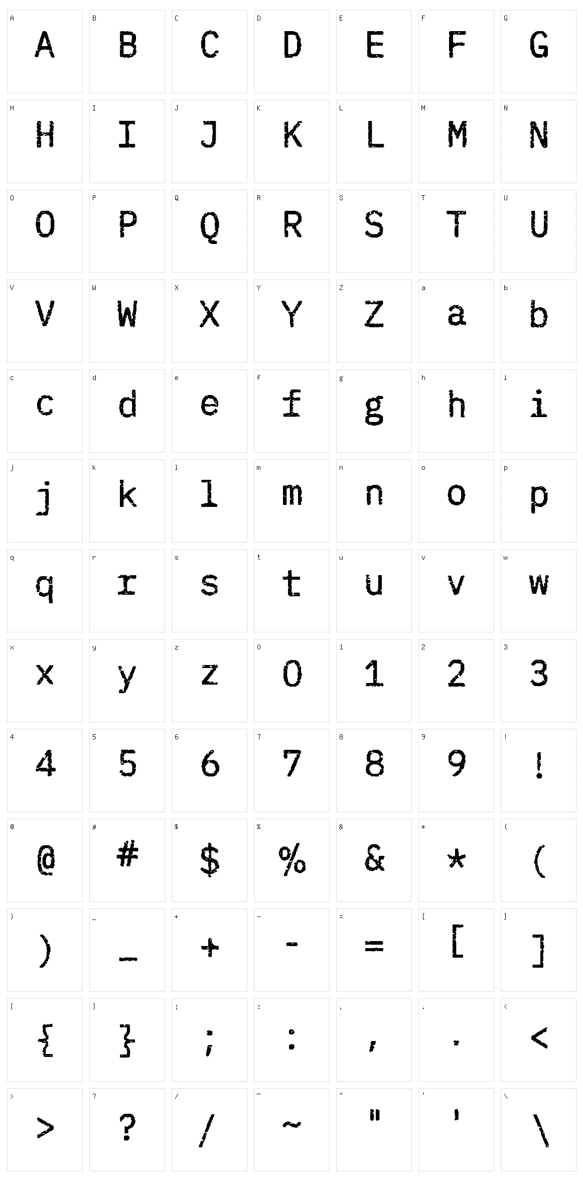 Evil Typewriter Character Set