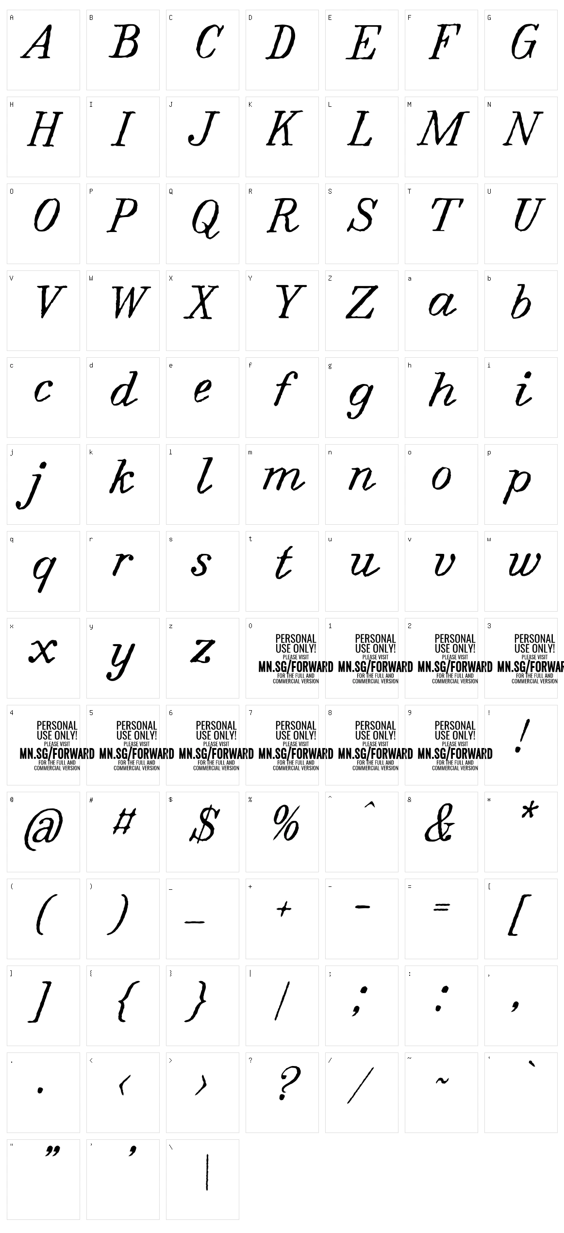 Forward Serif Character Set