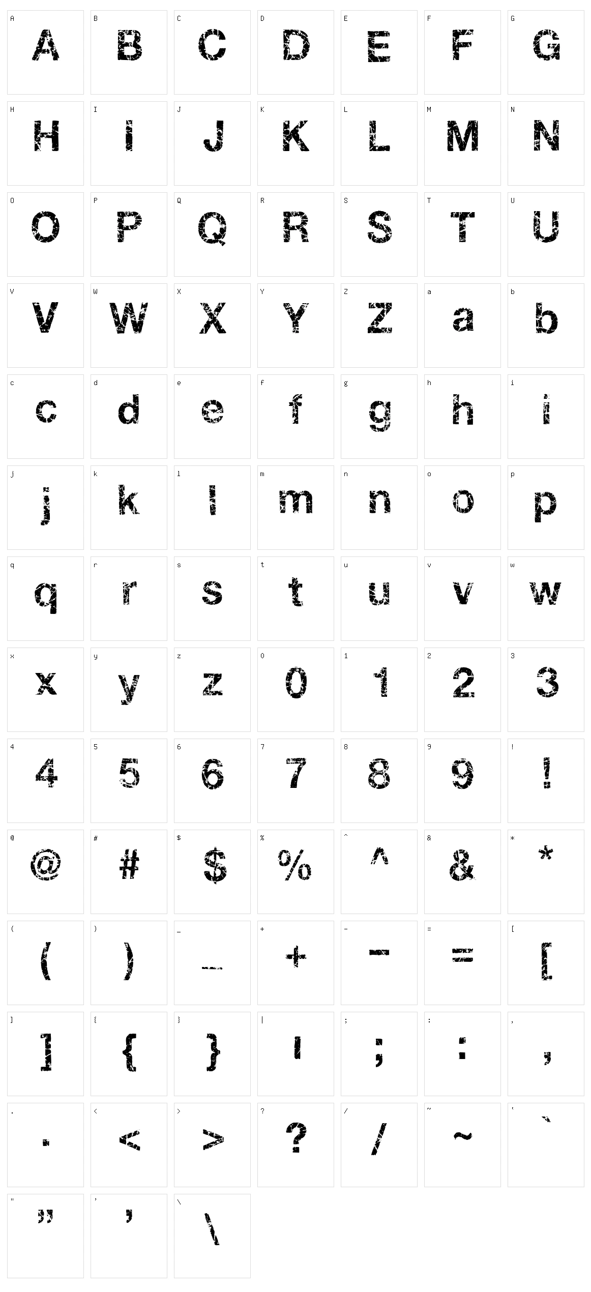 Gastada Character Set
