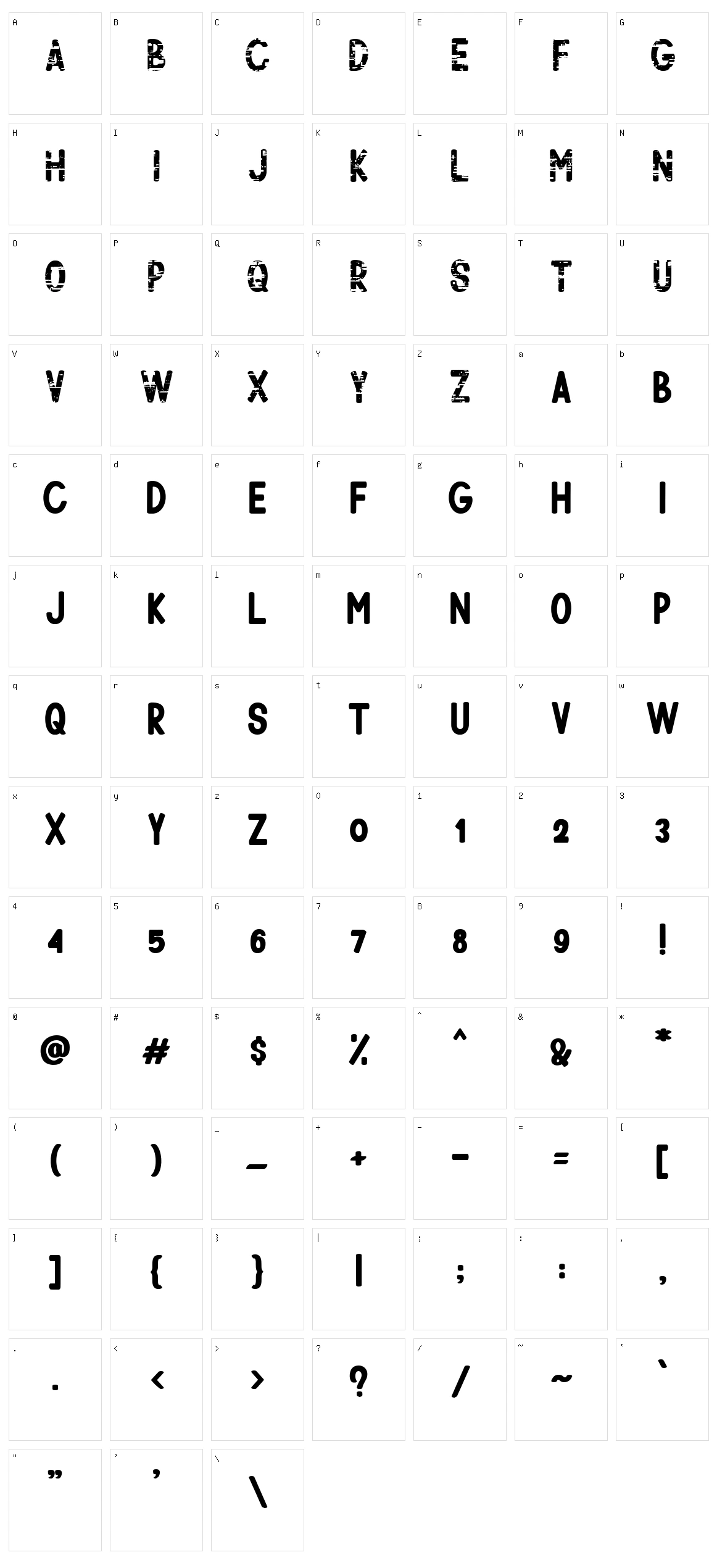Glitcher Character Set