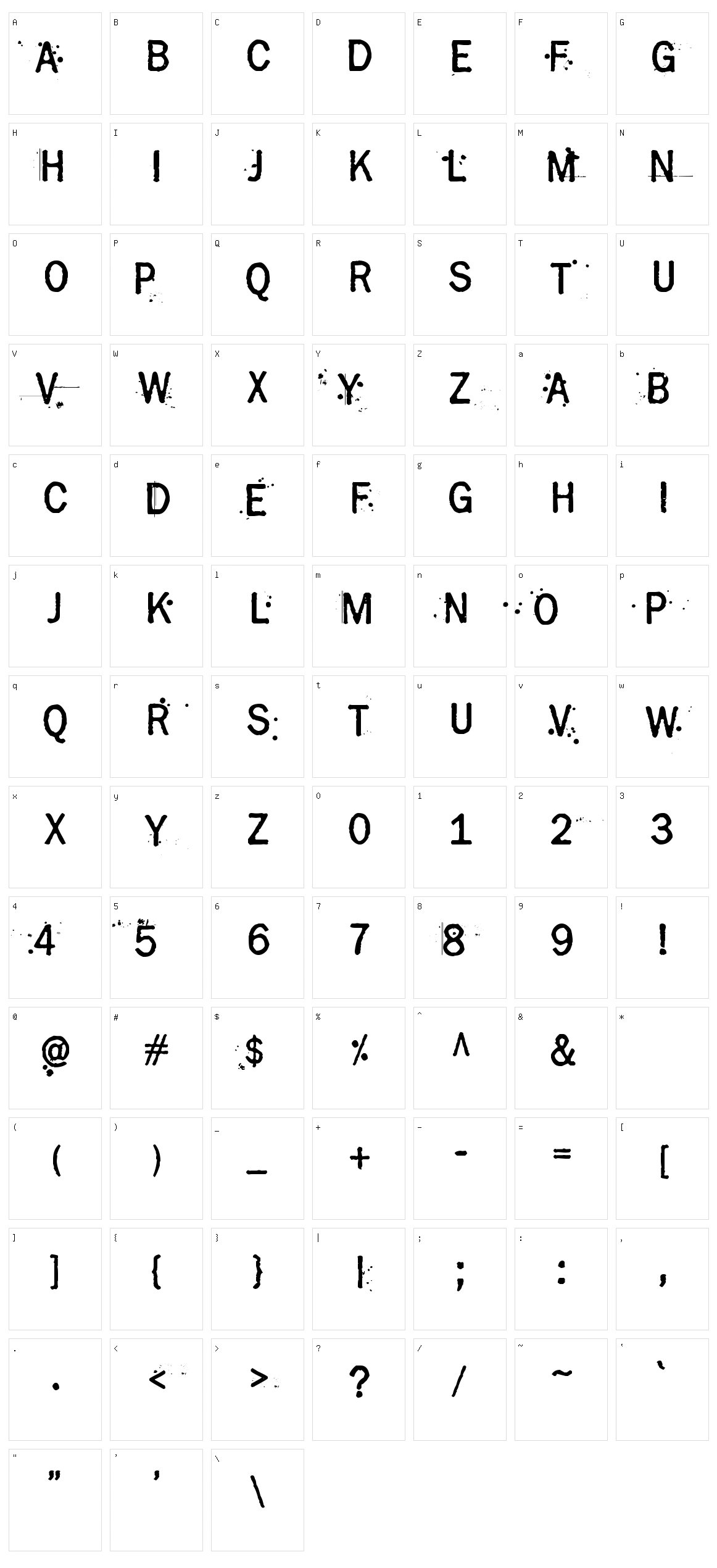 Grasshopper Z Character Set