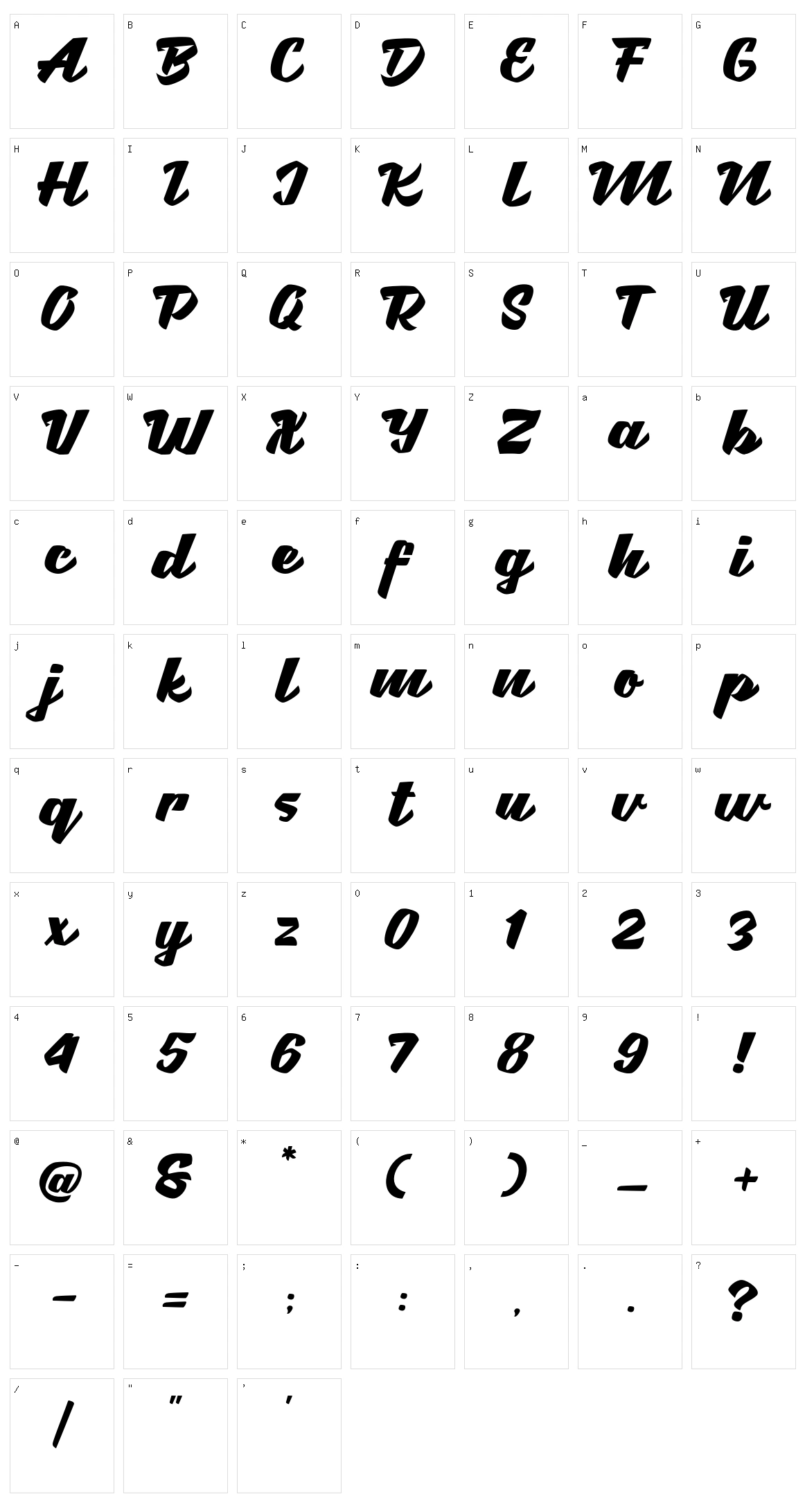 Brotha Script Character Set