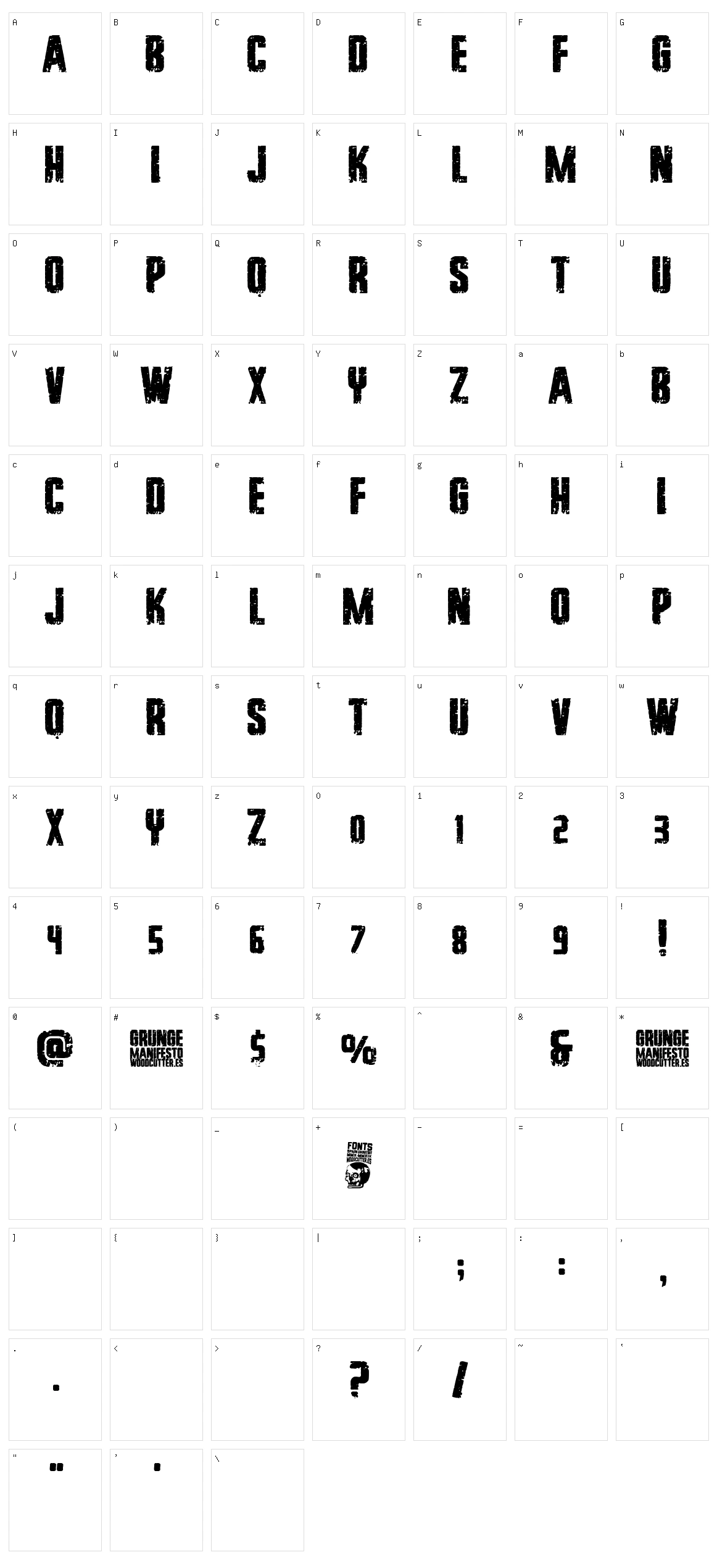 Grunge Manifesto Character Set