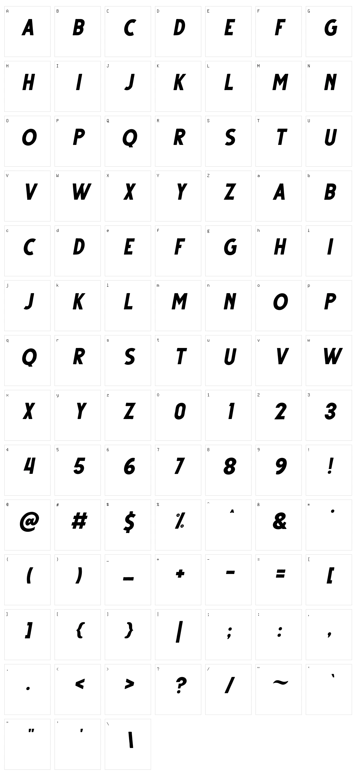 Gutter Character Set