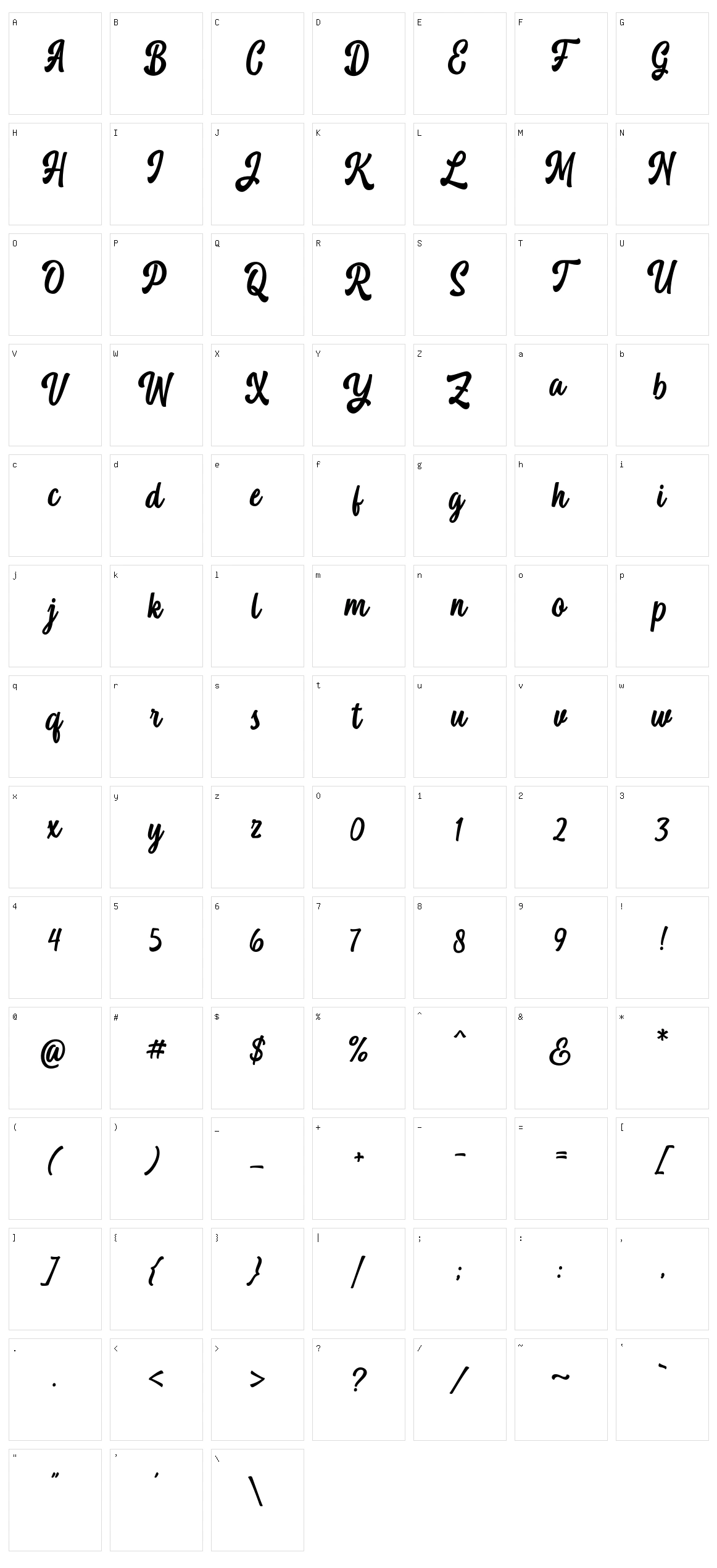 Kelsey Script Character Set