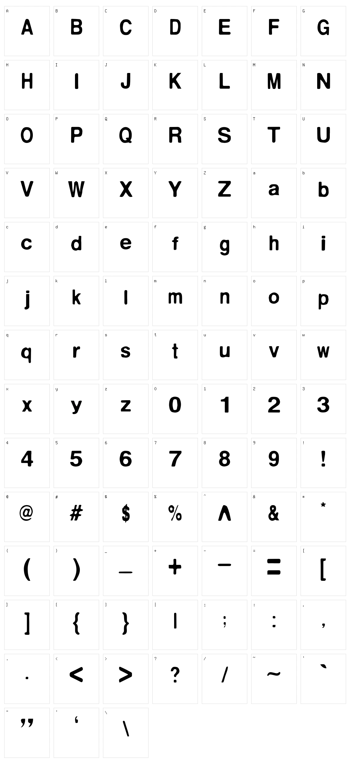 Helvhsica Character Set