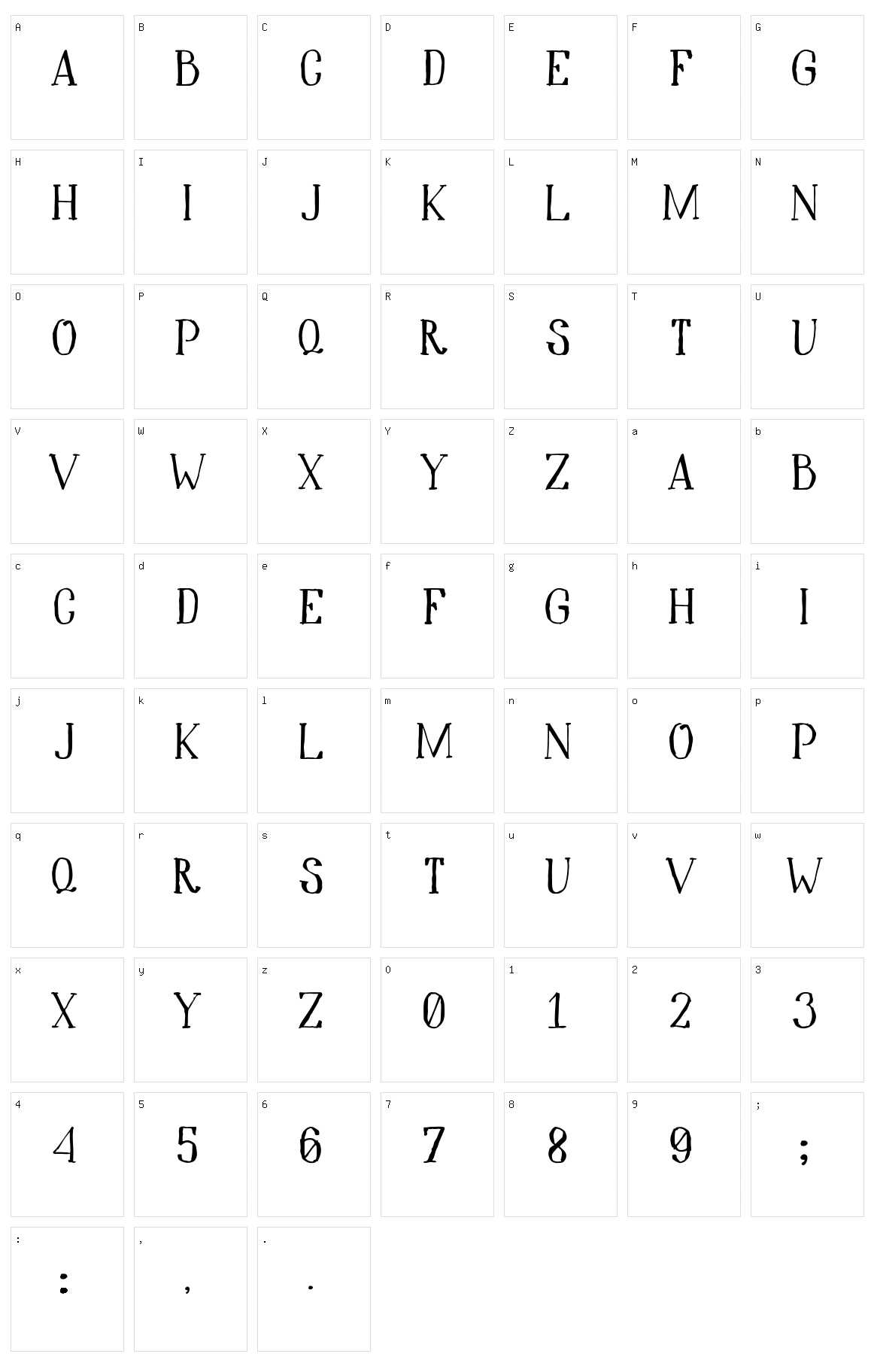 Hidden Cinema Character Set