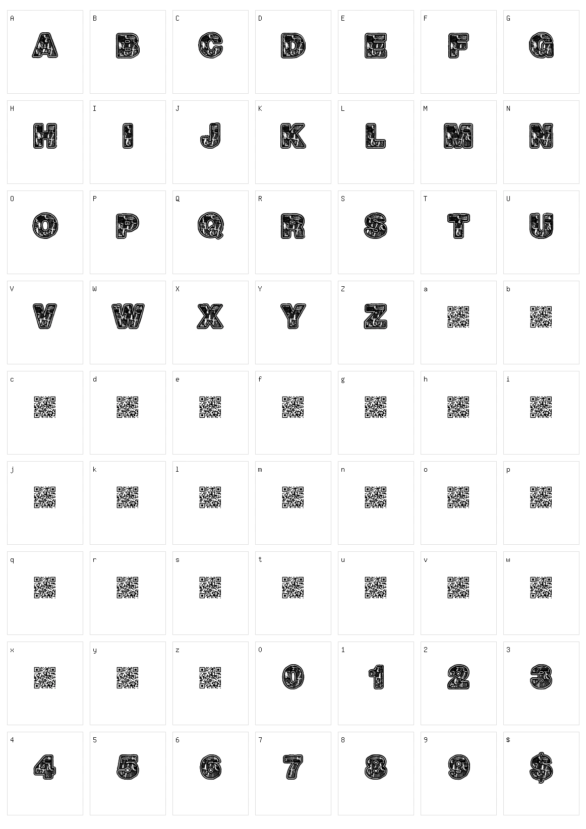 Hotrocks Character Set