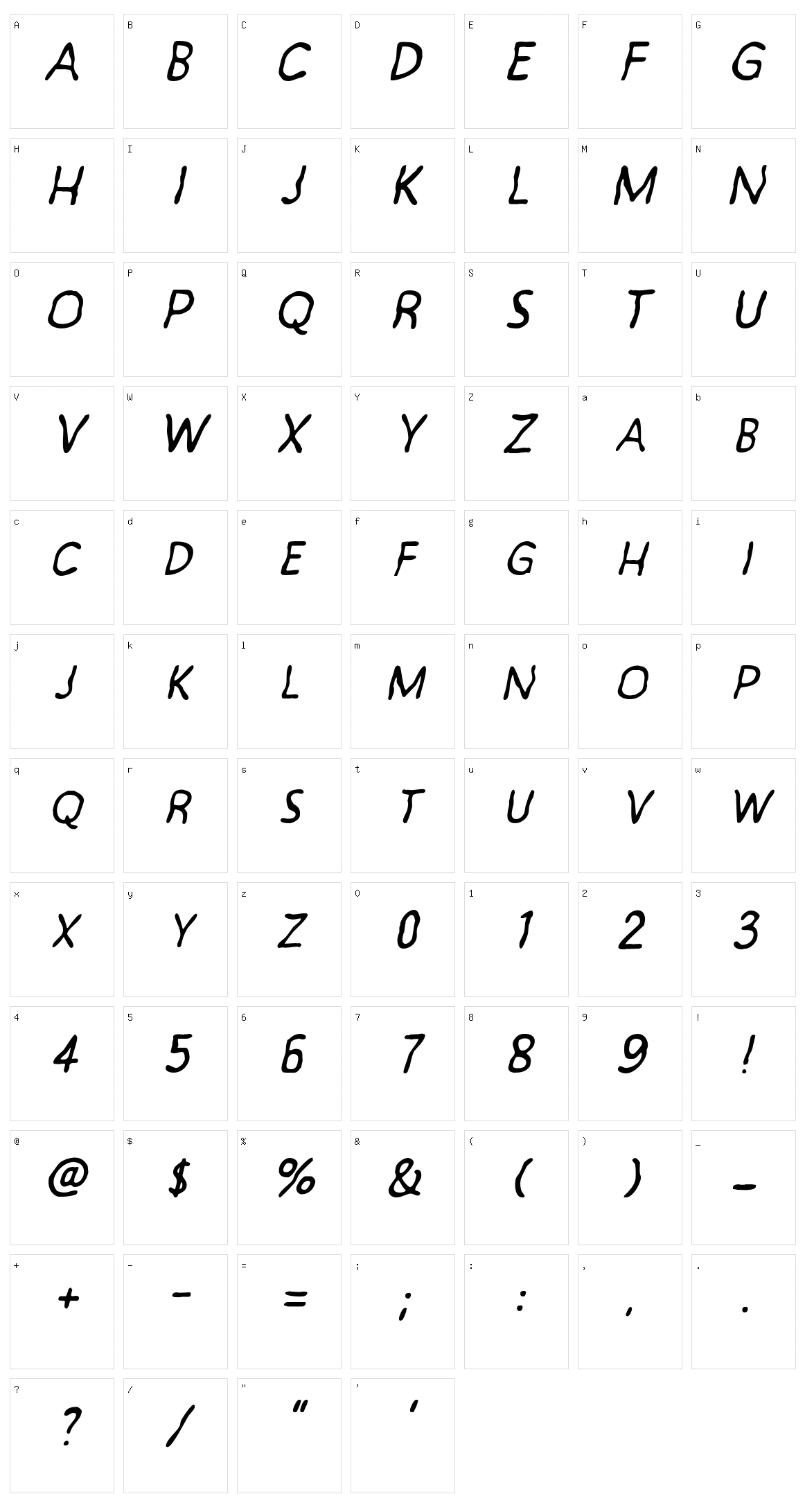 Exornight Character Set