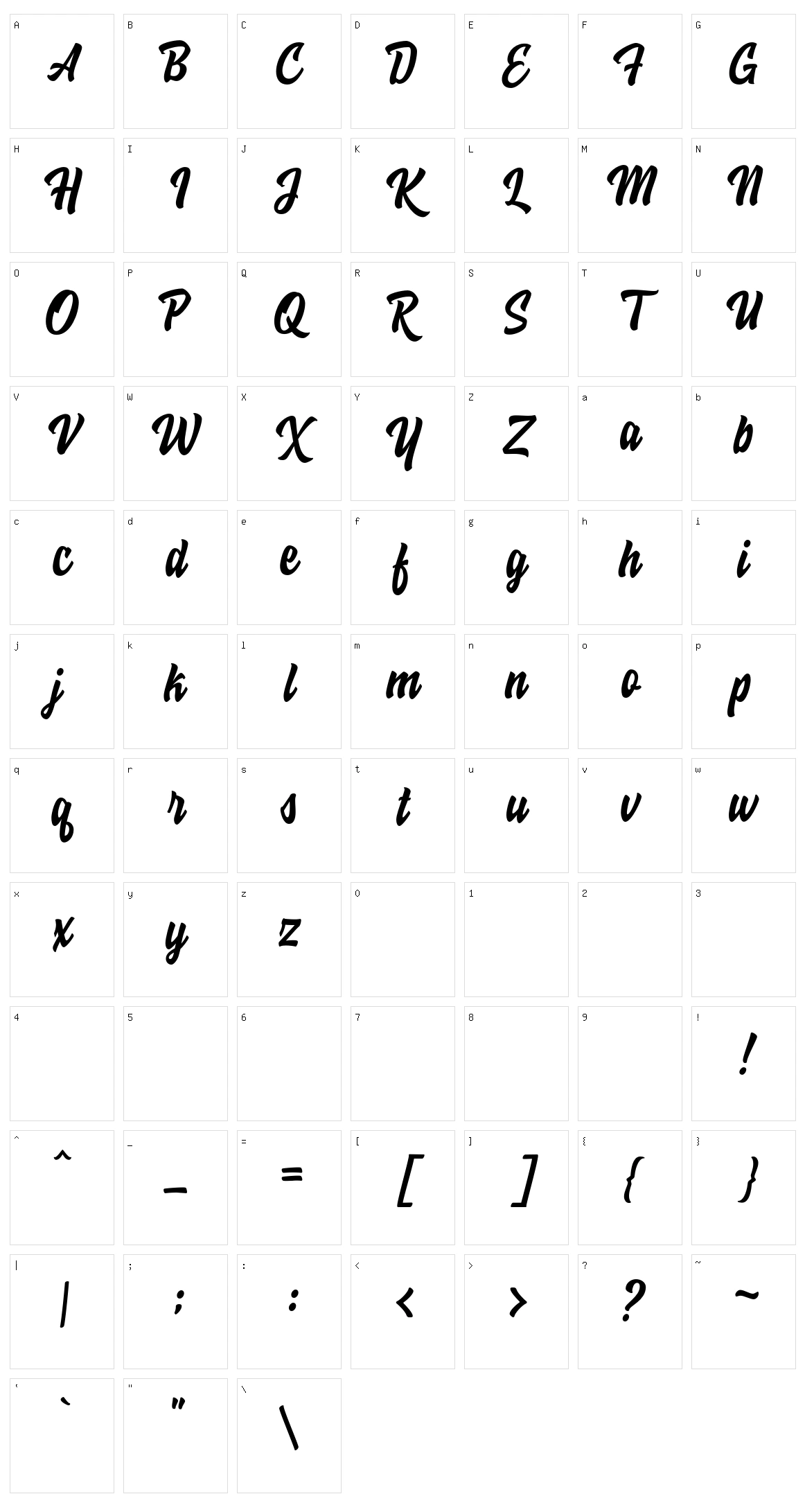Hoodson Script Character Set