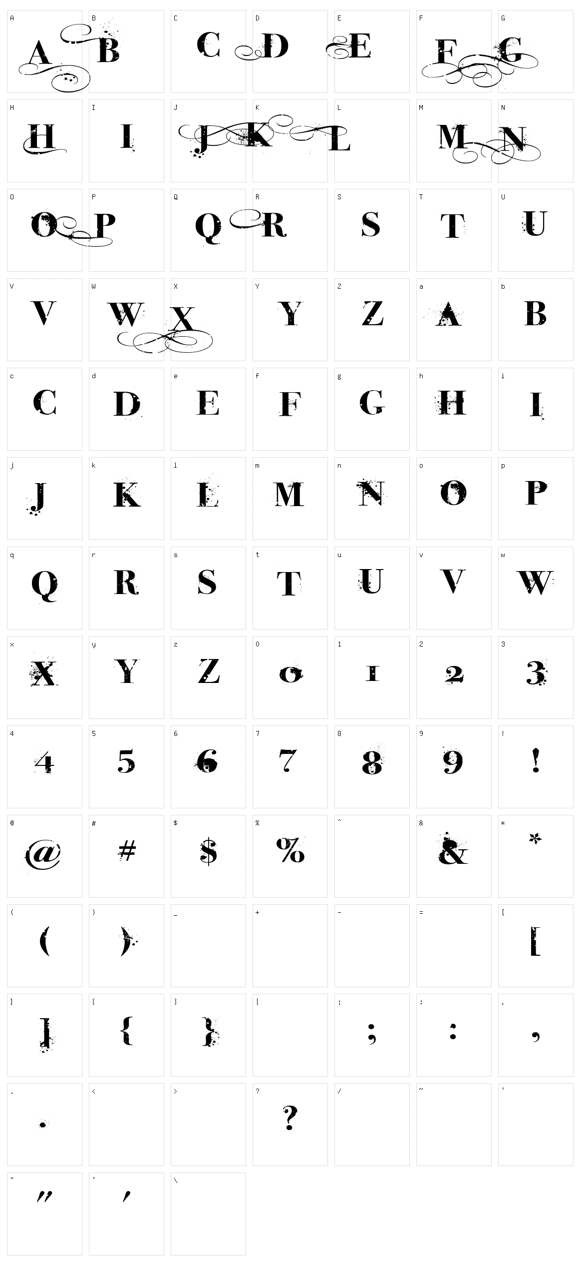 Inked God Character Set