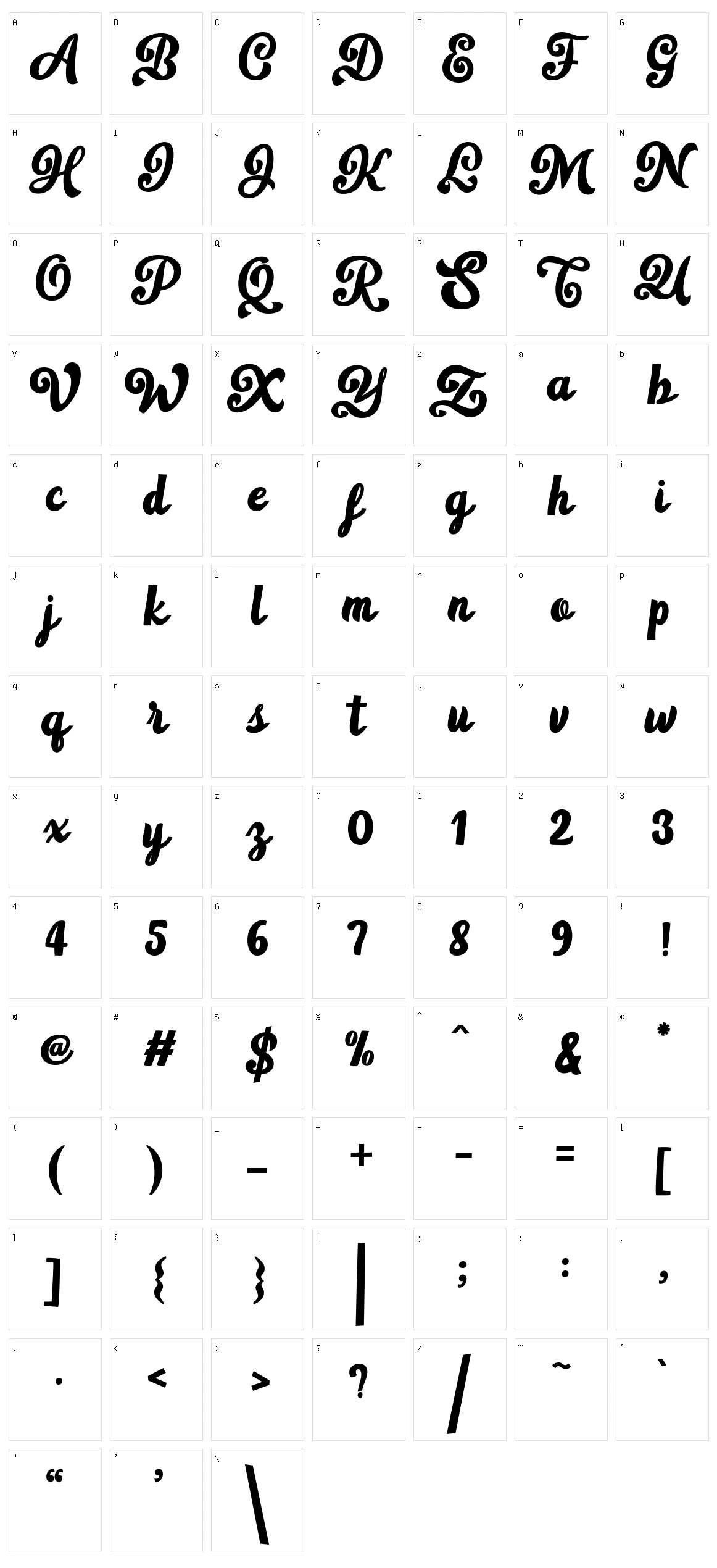 Fraga Script Character Set