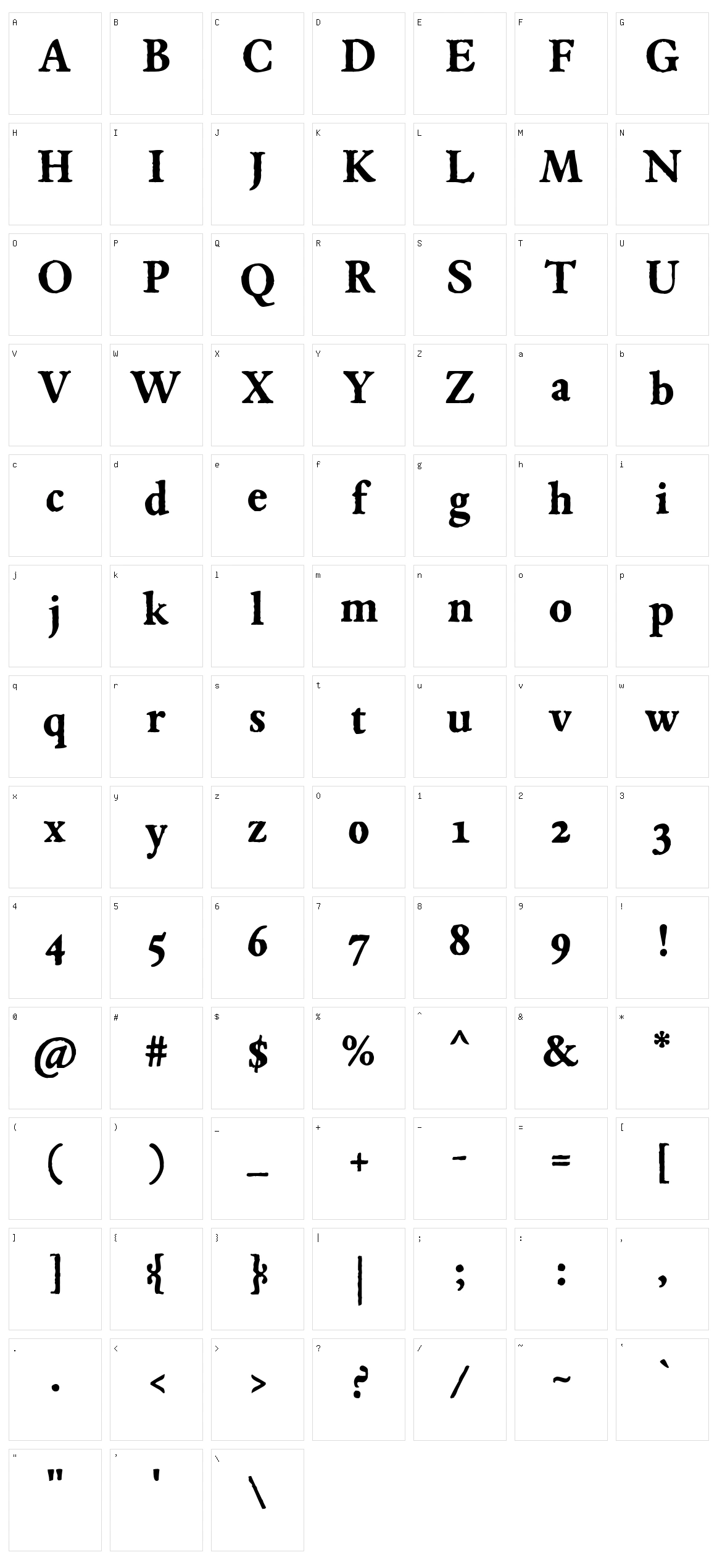 JMH Espinosa Character Set