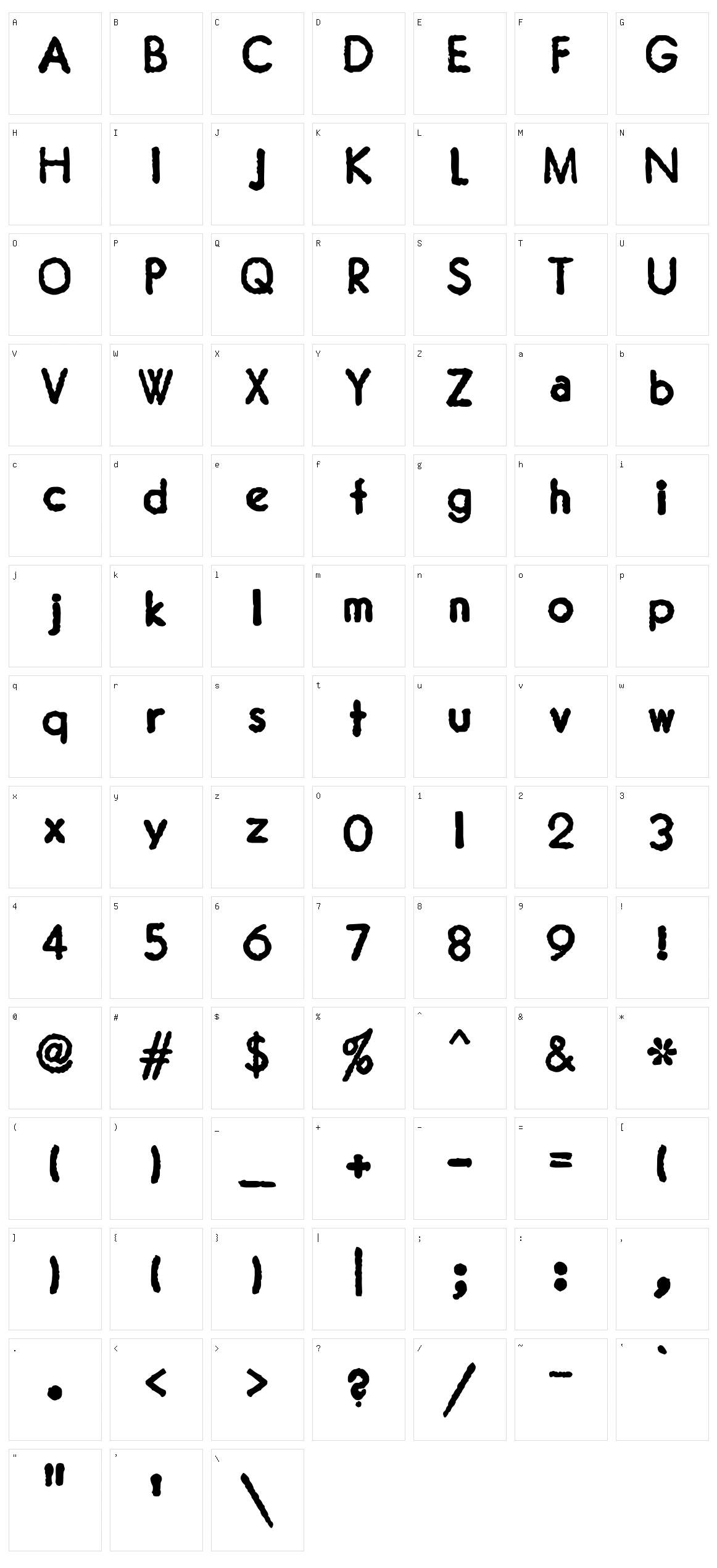 JMH Typewriter Sans Character Set