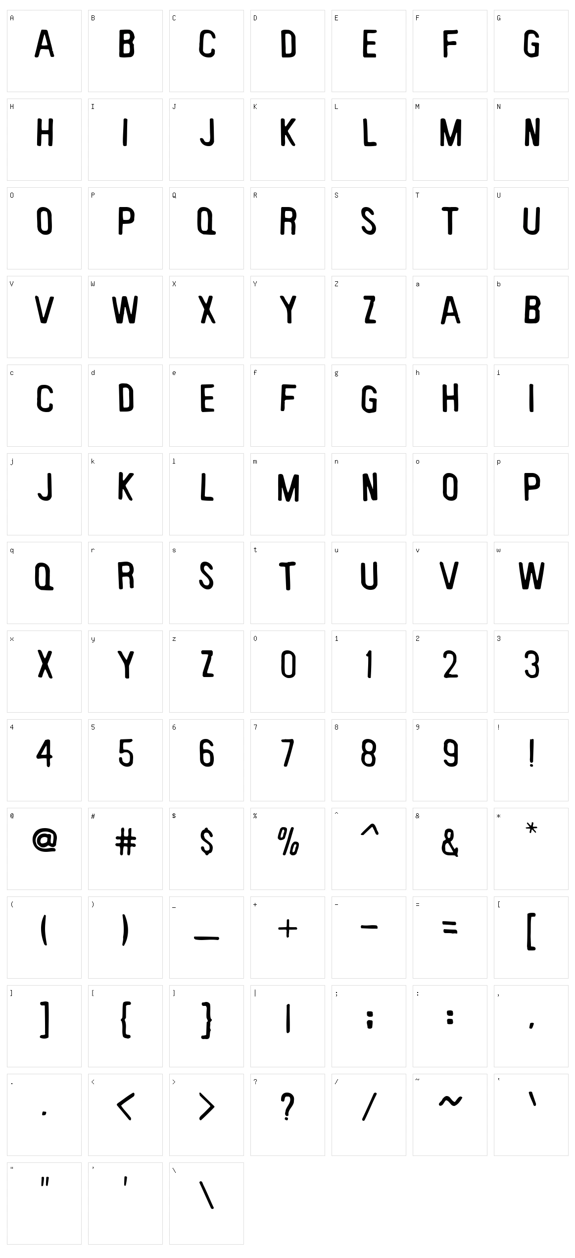 Keyboard Plaque Character Set
