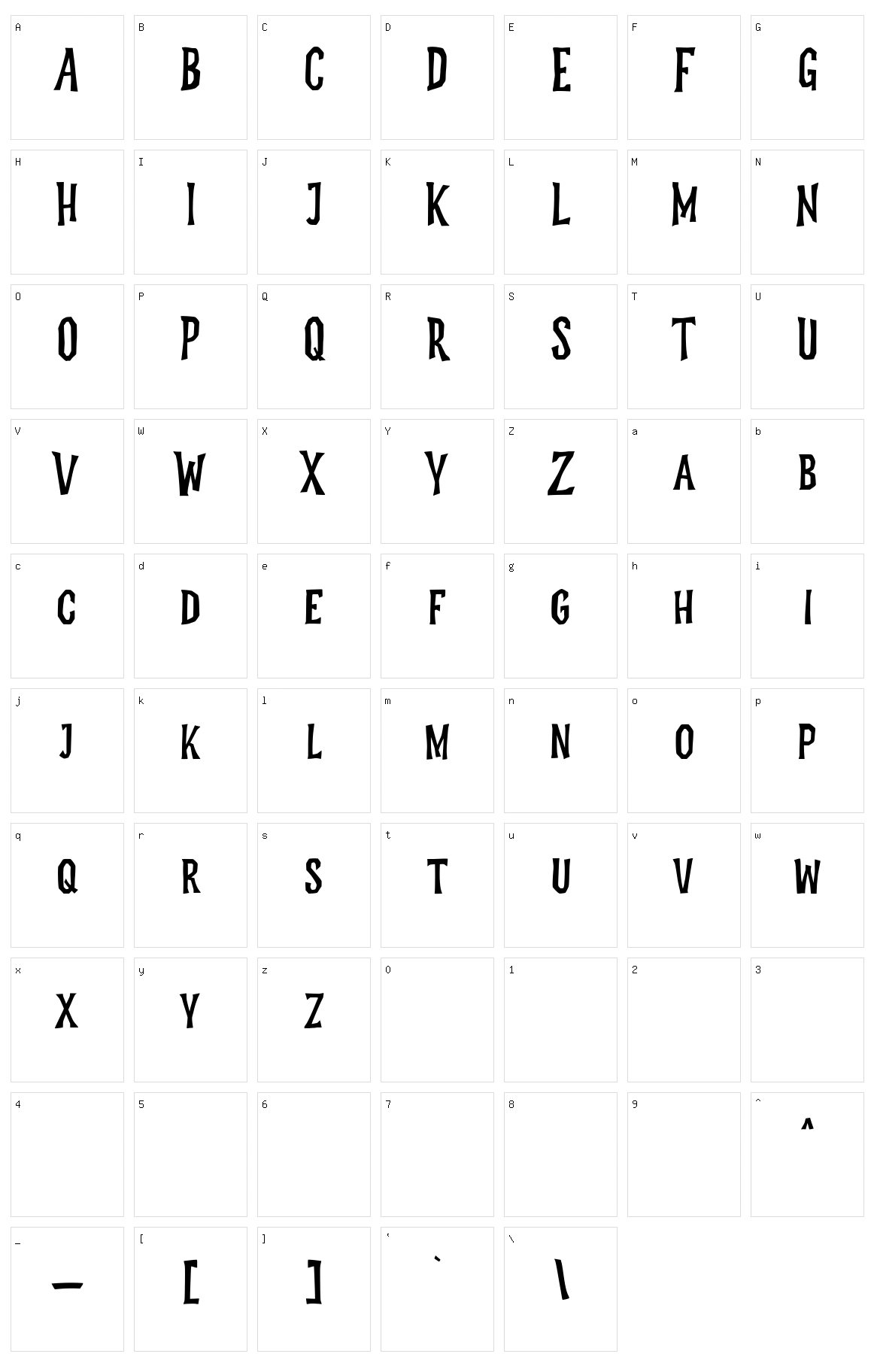 Monstafaller Character Set