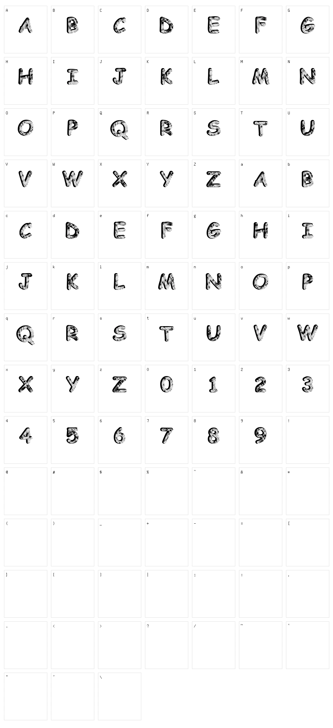 Knity Character Set