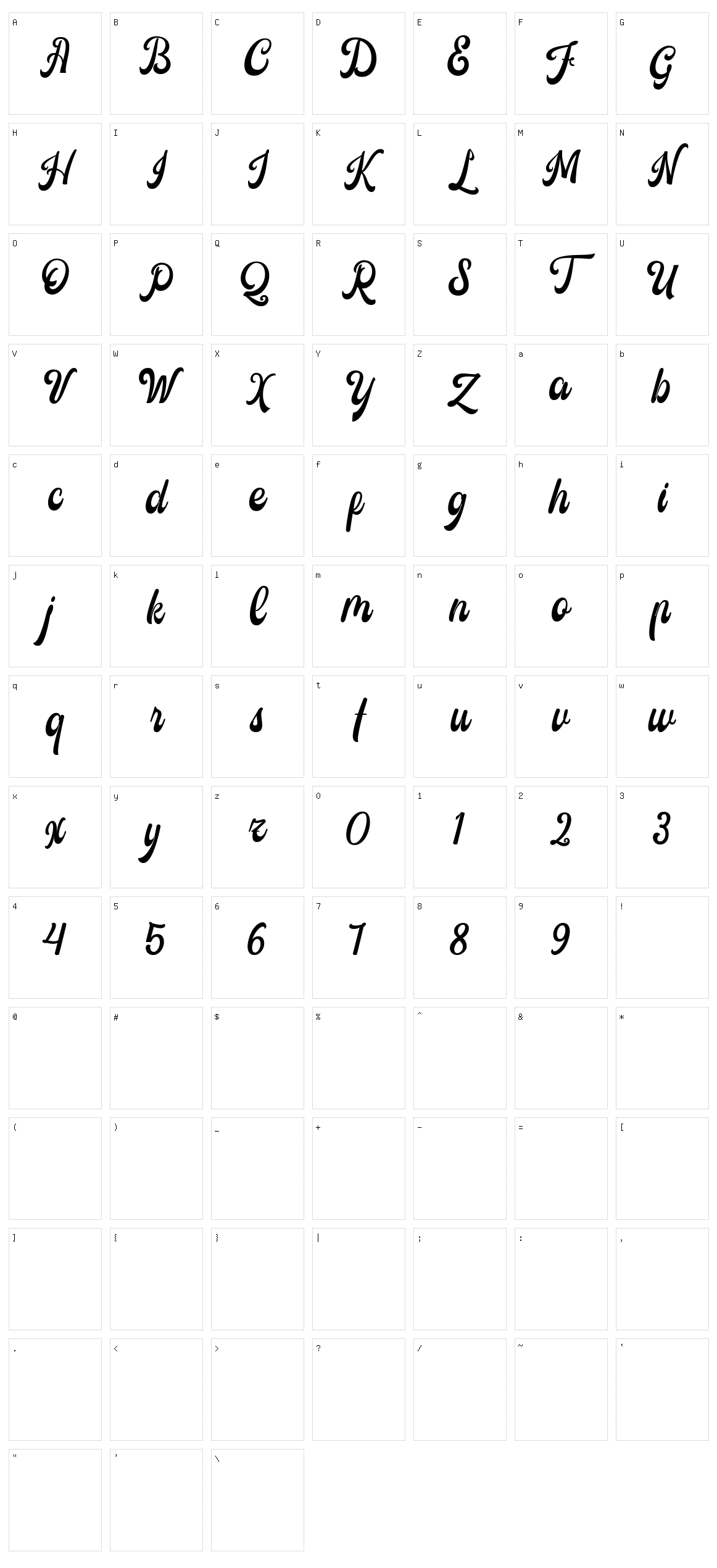 Castela Character Set