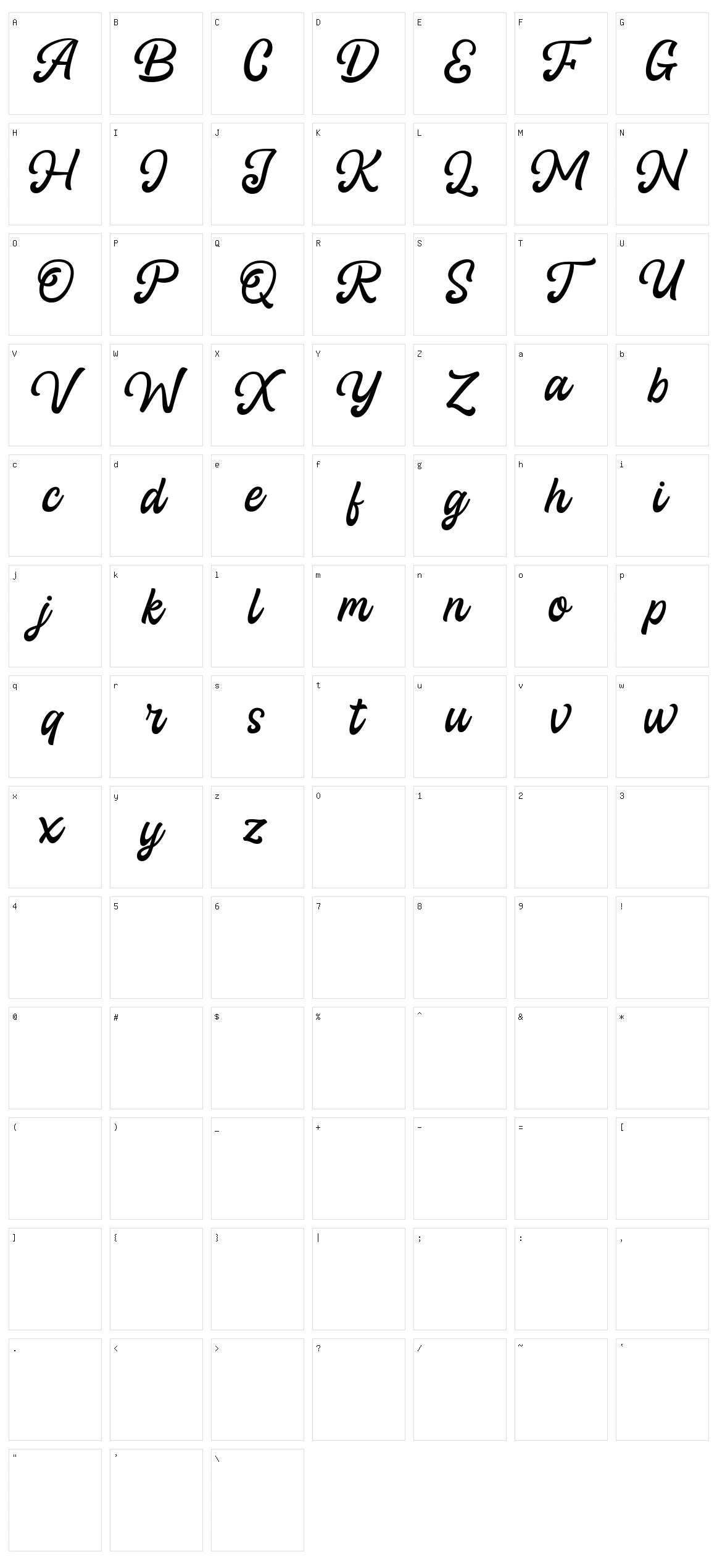 Motoride Character Set