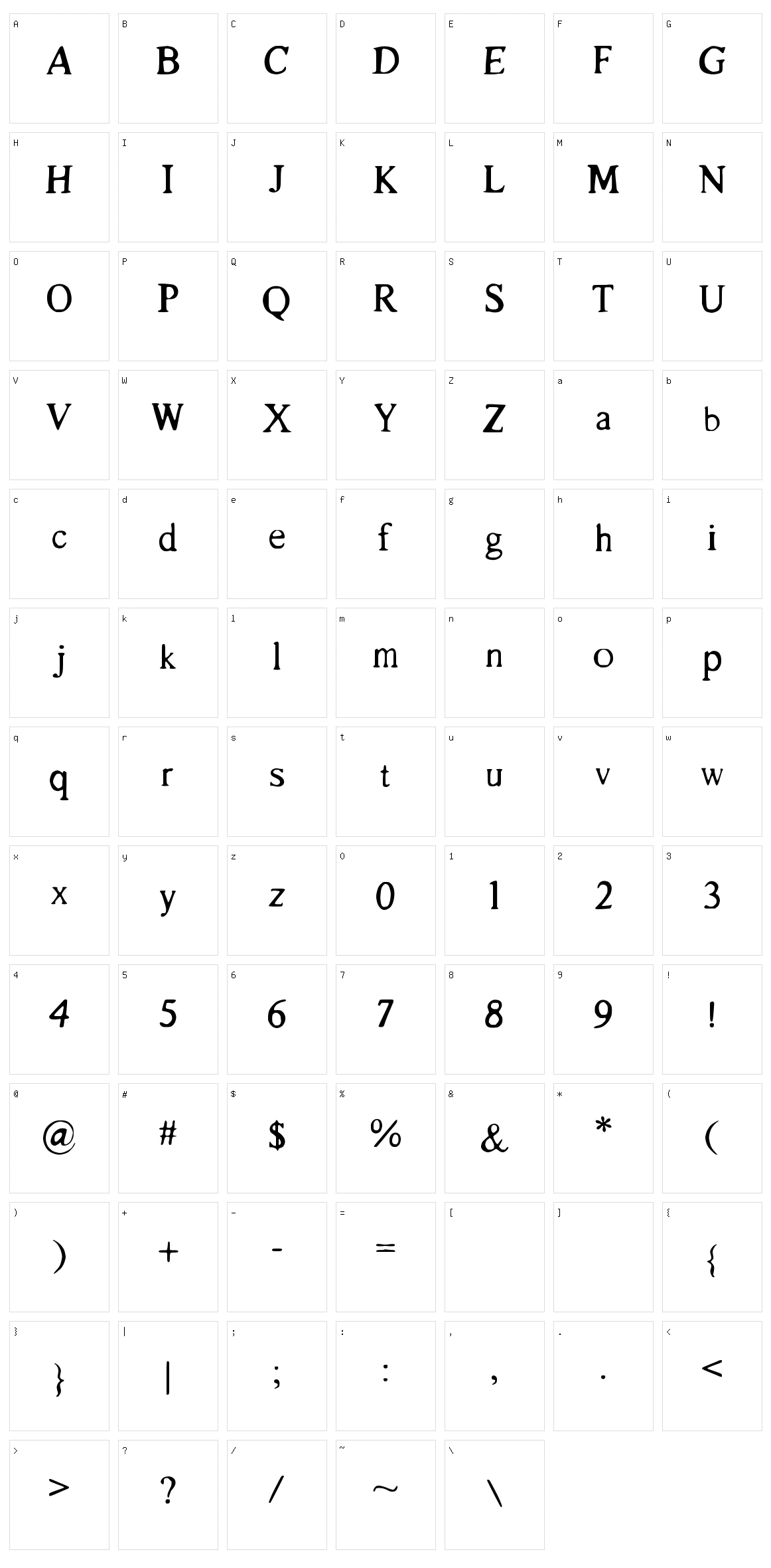 Le Bossu Character Set