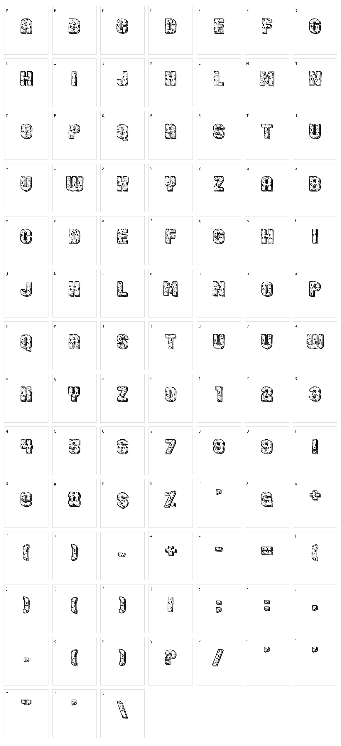 Led Specimen Character Set