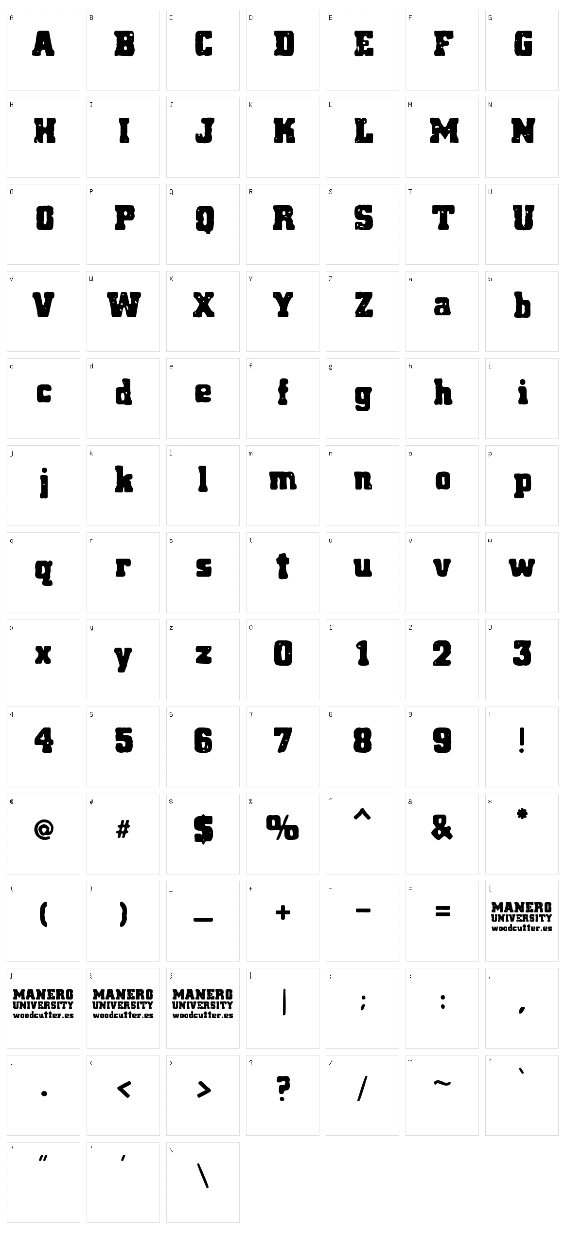Manero University Character Set