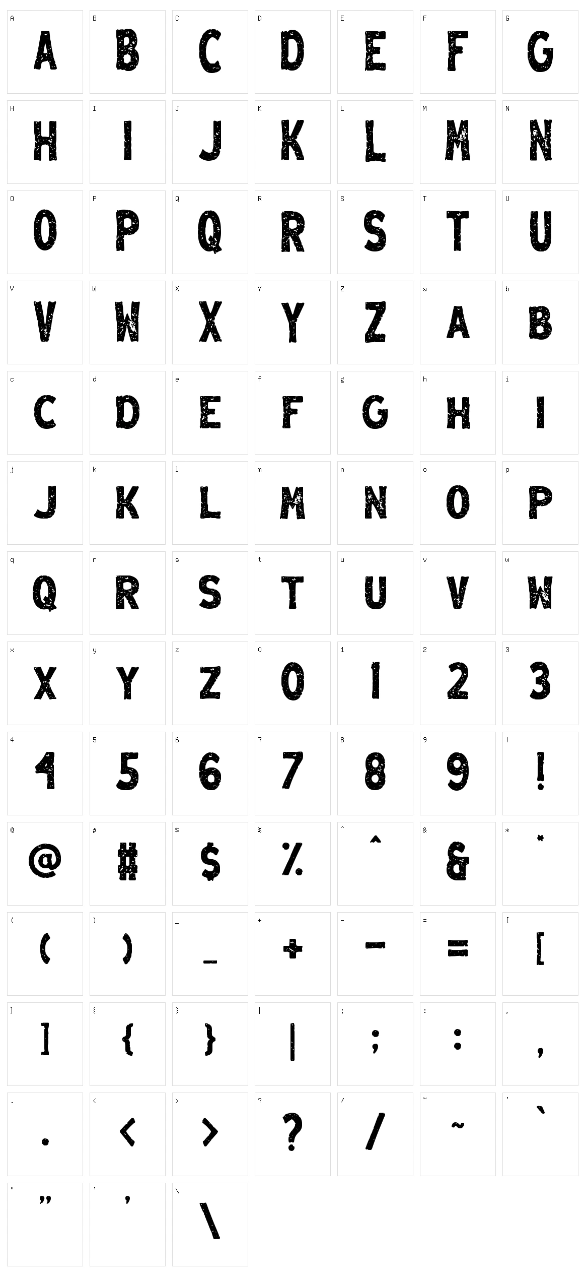 Menzanine Character Set