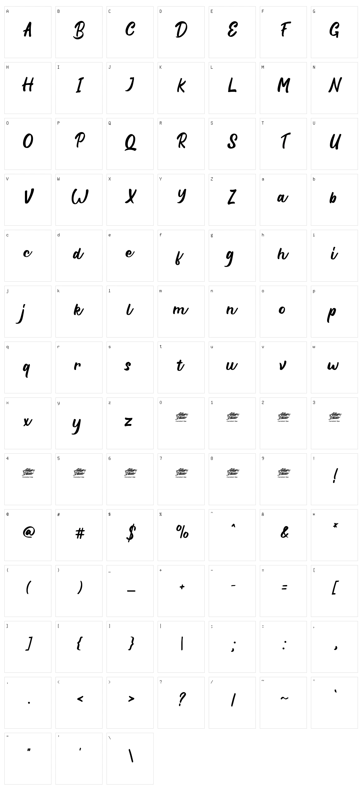 Battina Character Set