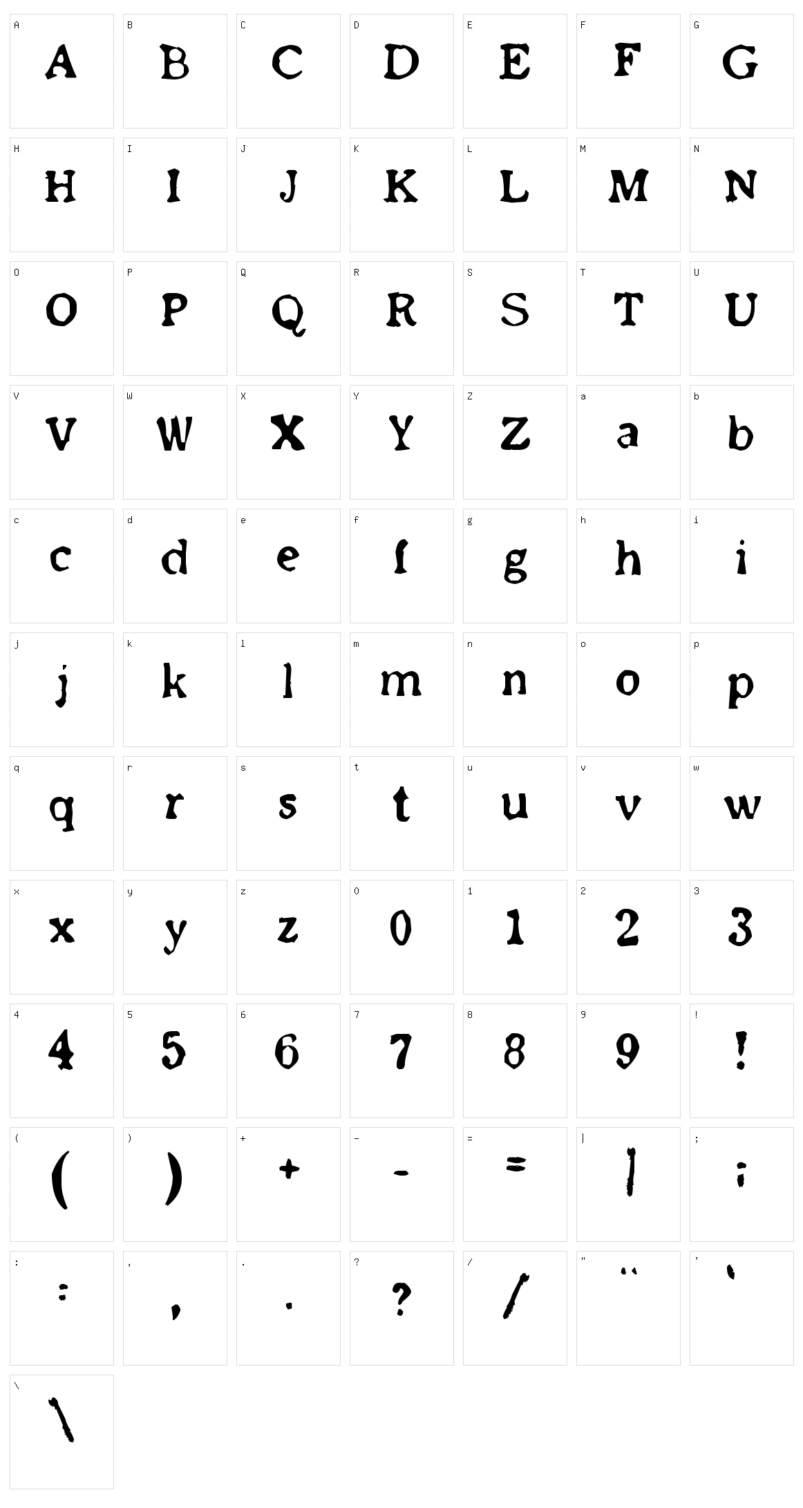 Old Newspaper Character Set