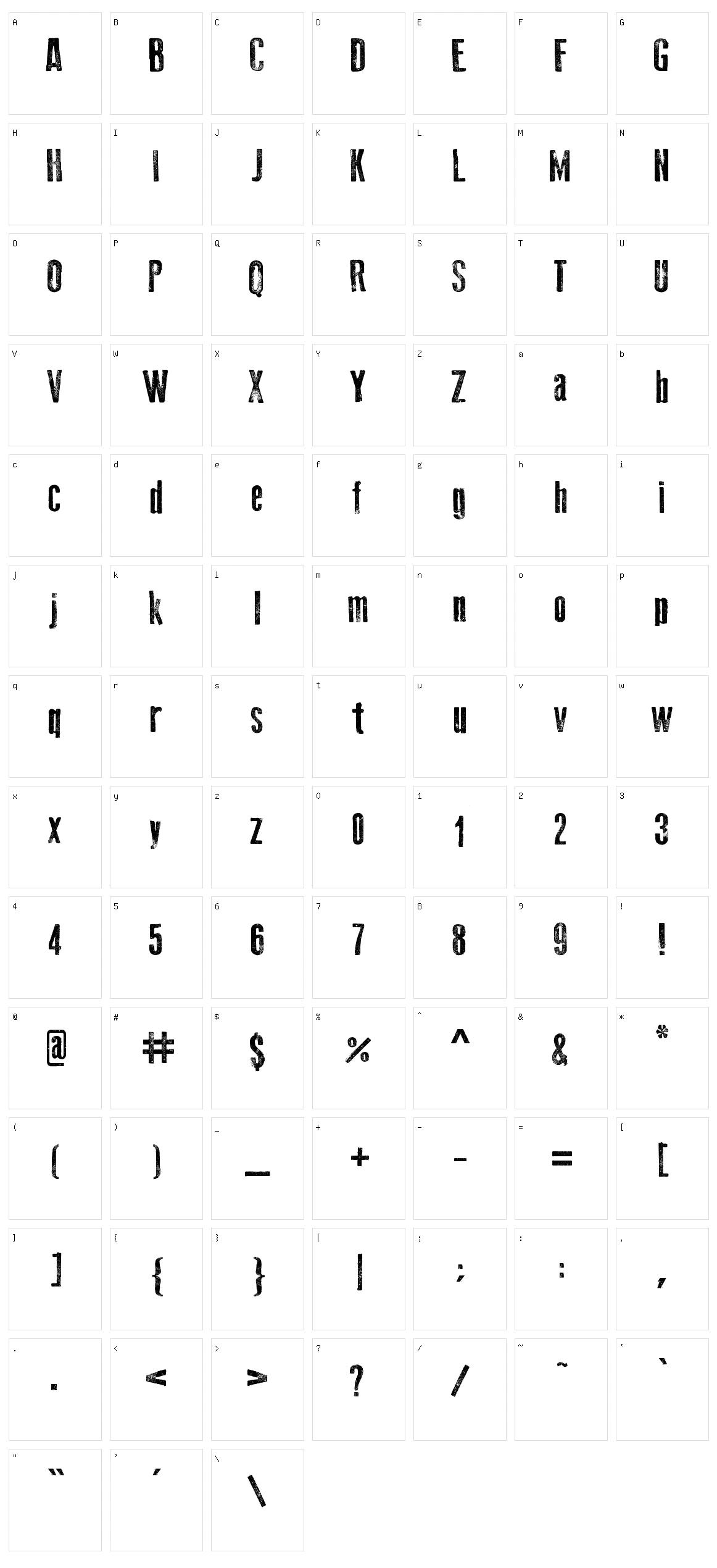Old Press Character Set