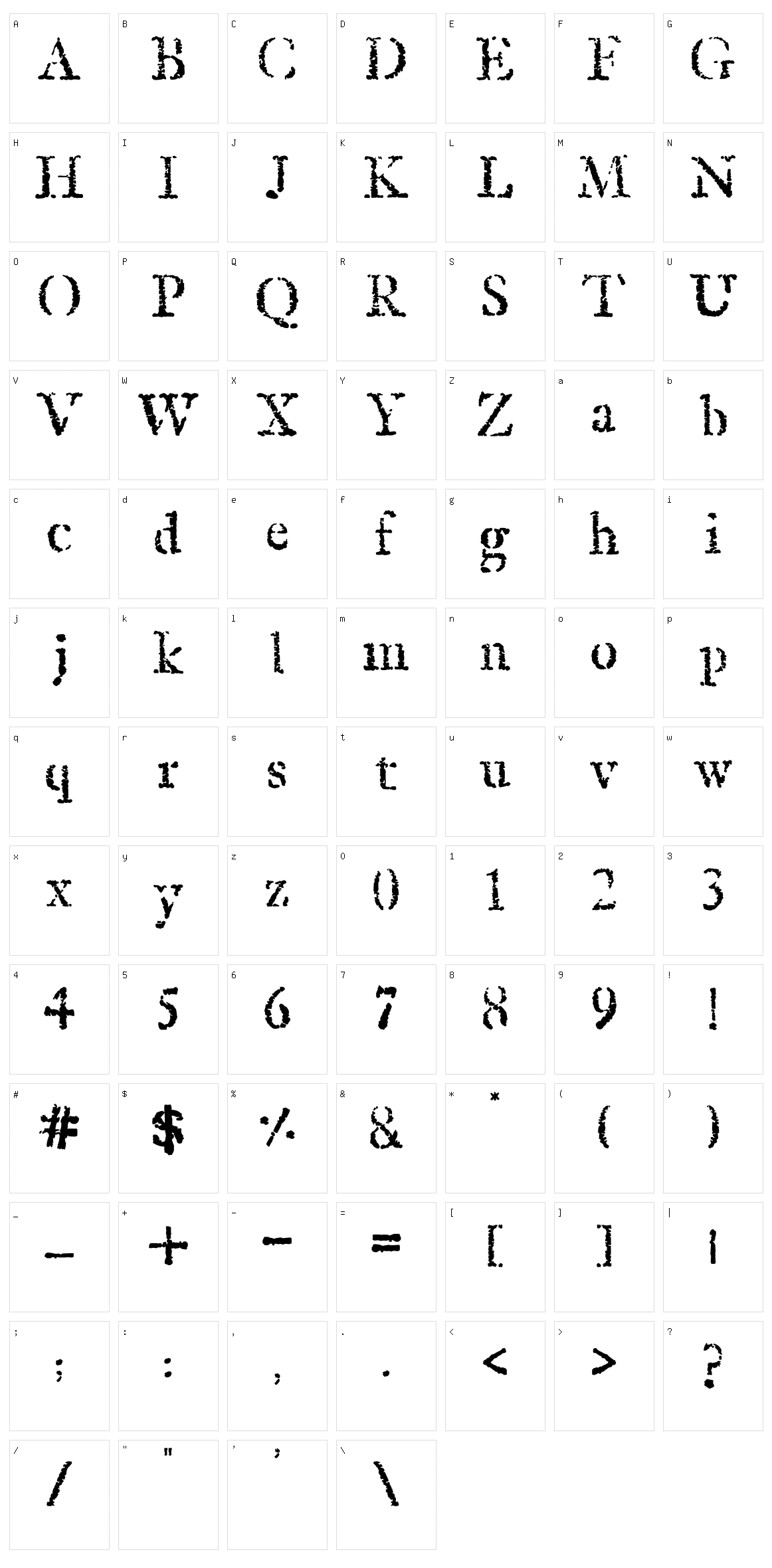 Old Rubber Stamp Character Set