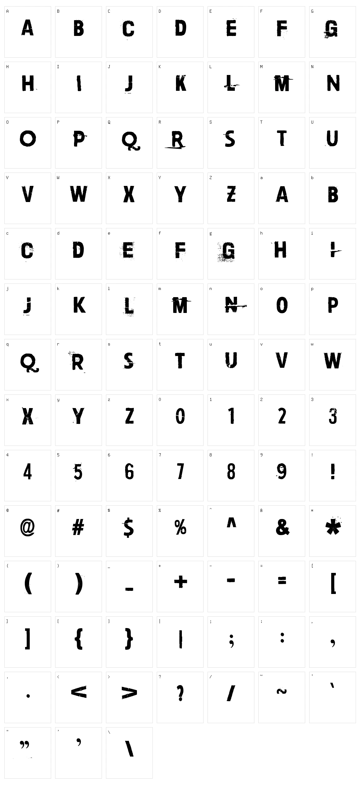 Paljain jaloin Character Set