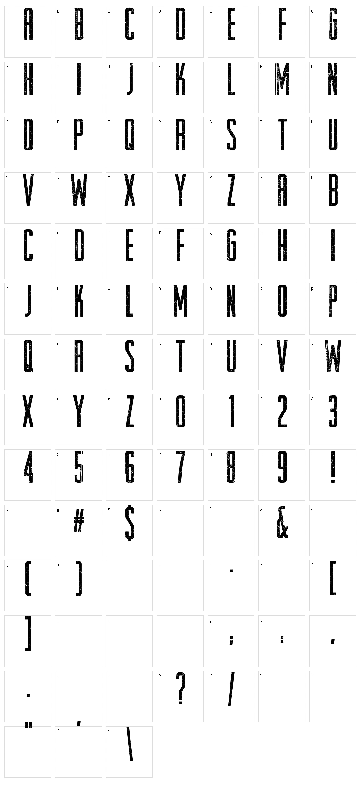 Raleigh Rock Character Set