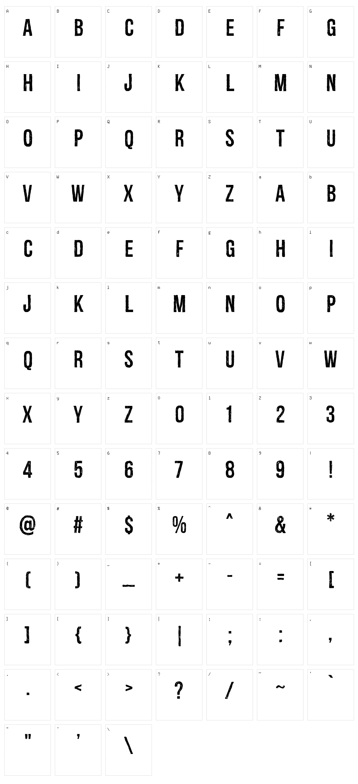 Redgar Character Set