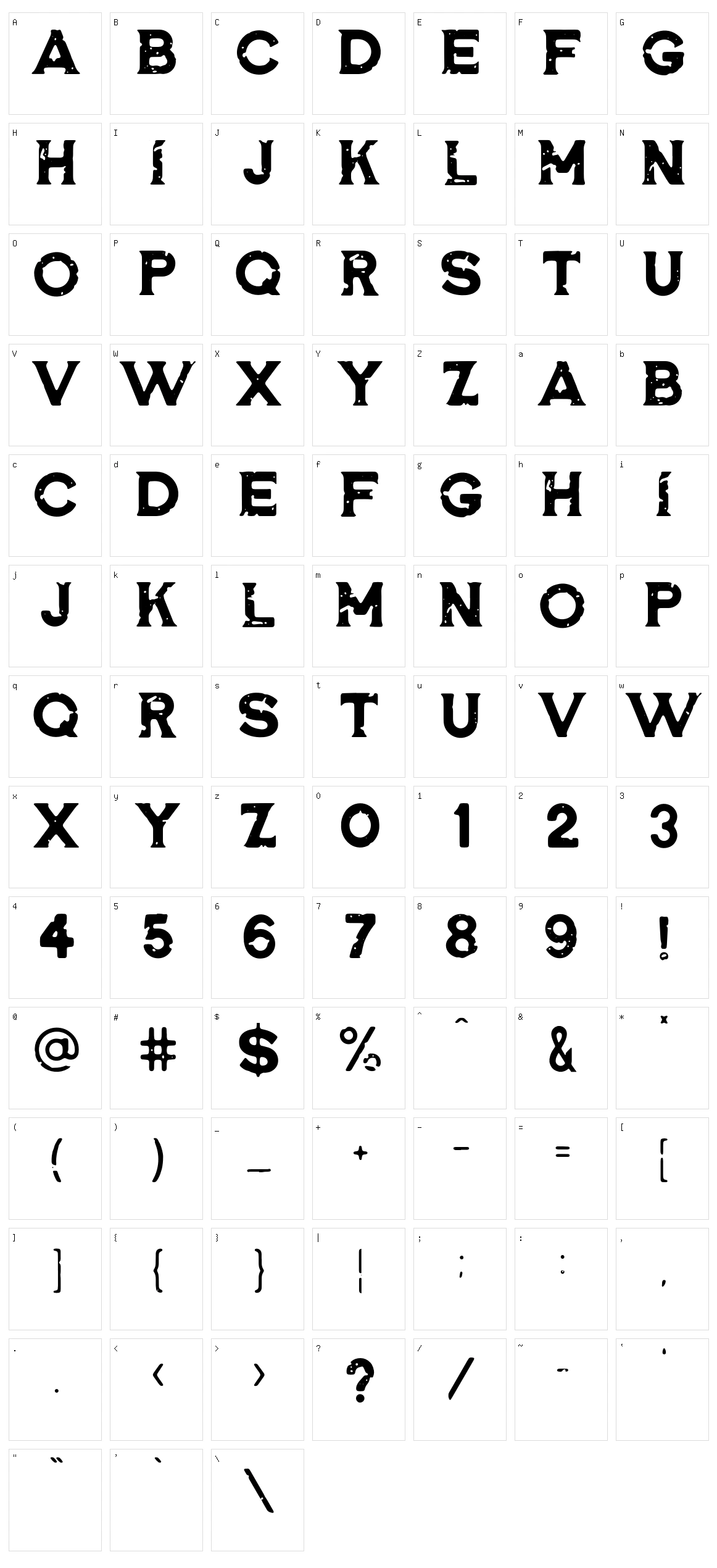 Rosewell Character Set
