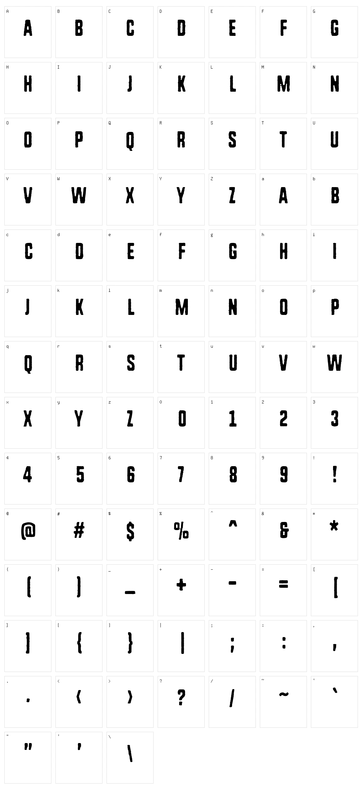 Rough Simple Character Set