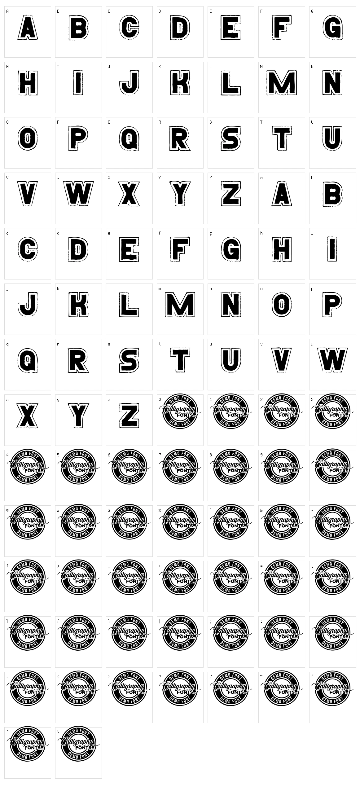 Roughstar Character Set